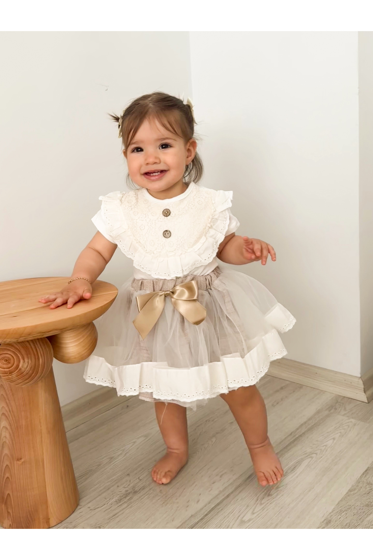 aysskids Parla Kız Bebek Tütü Bayramlık Doğum Günü Vintage Prenses Etekli Bayramlık Takım fotoğrafı 2 (önizleme)