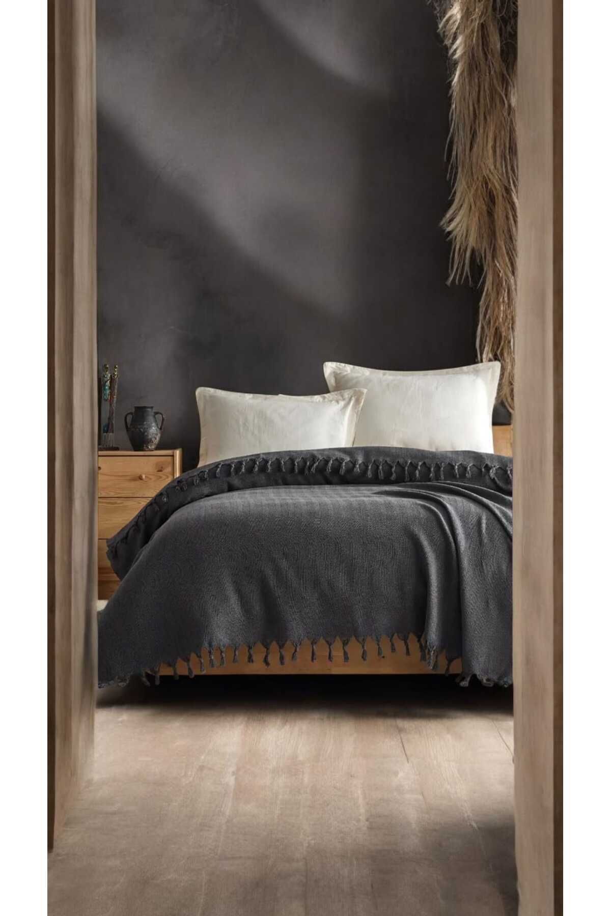 HANN HOME COLLECTION Hann Yalın Çift kişilik Pike 200x230 Antrasit