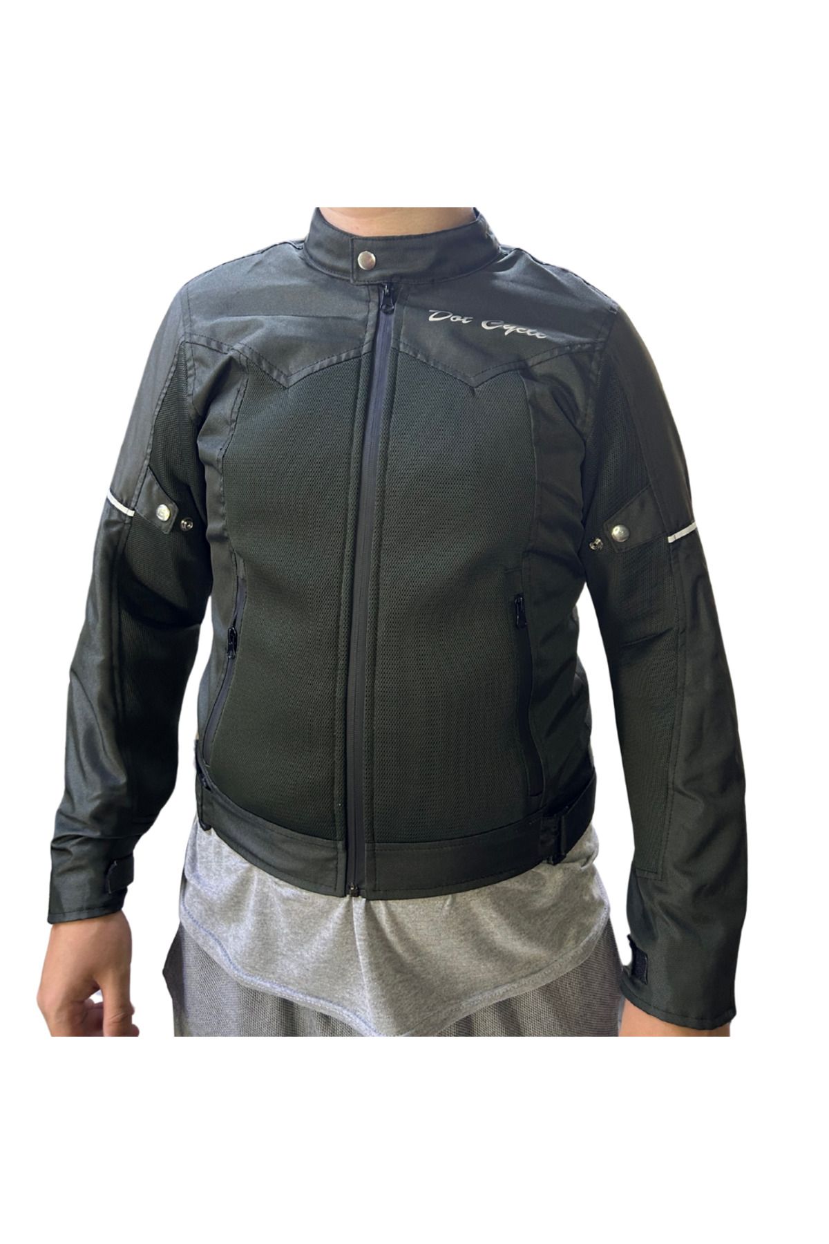 DOT CYCLE Yerli Üretim Motosiklet Yazlık Mont CE Onaylı Omuz Dirsek Koruması Soft Sırt Koruma HAKİ YEŞİL