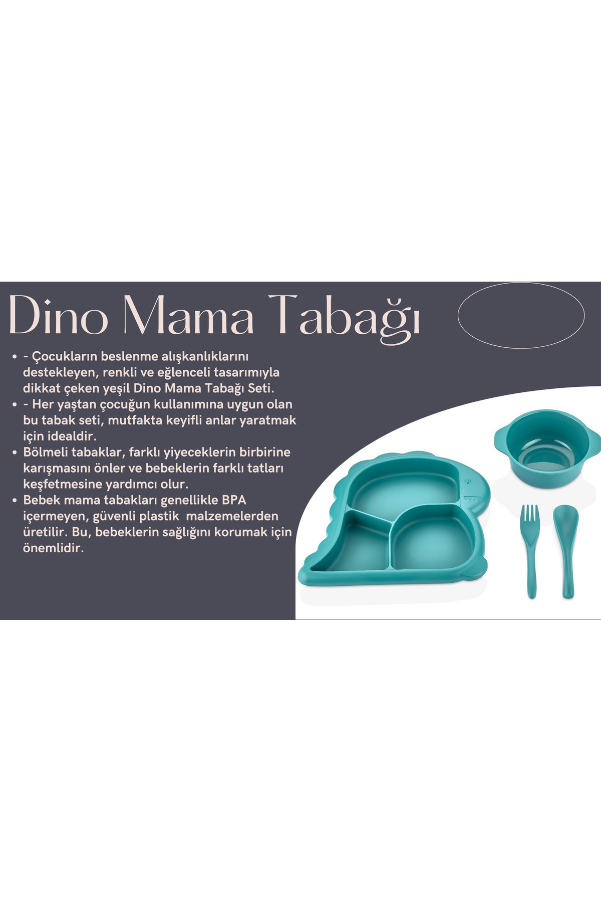 Lova (YEŞİL) Dino Mama Tabağı Seti (1 Adet) fotoğrafı 3 (önizleme)