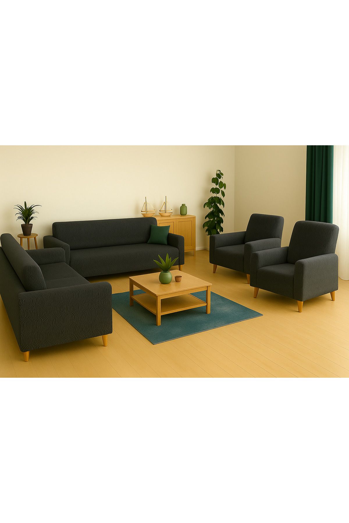 Özlü Home Maksi Çekyat Örtüsü, Kaymaz, Terletmez, Yakmaz, 3+3+1+1