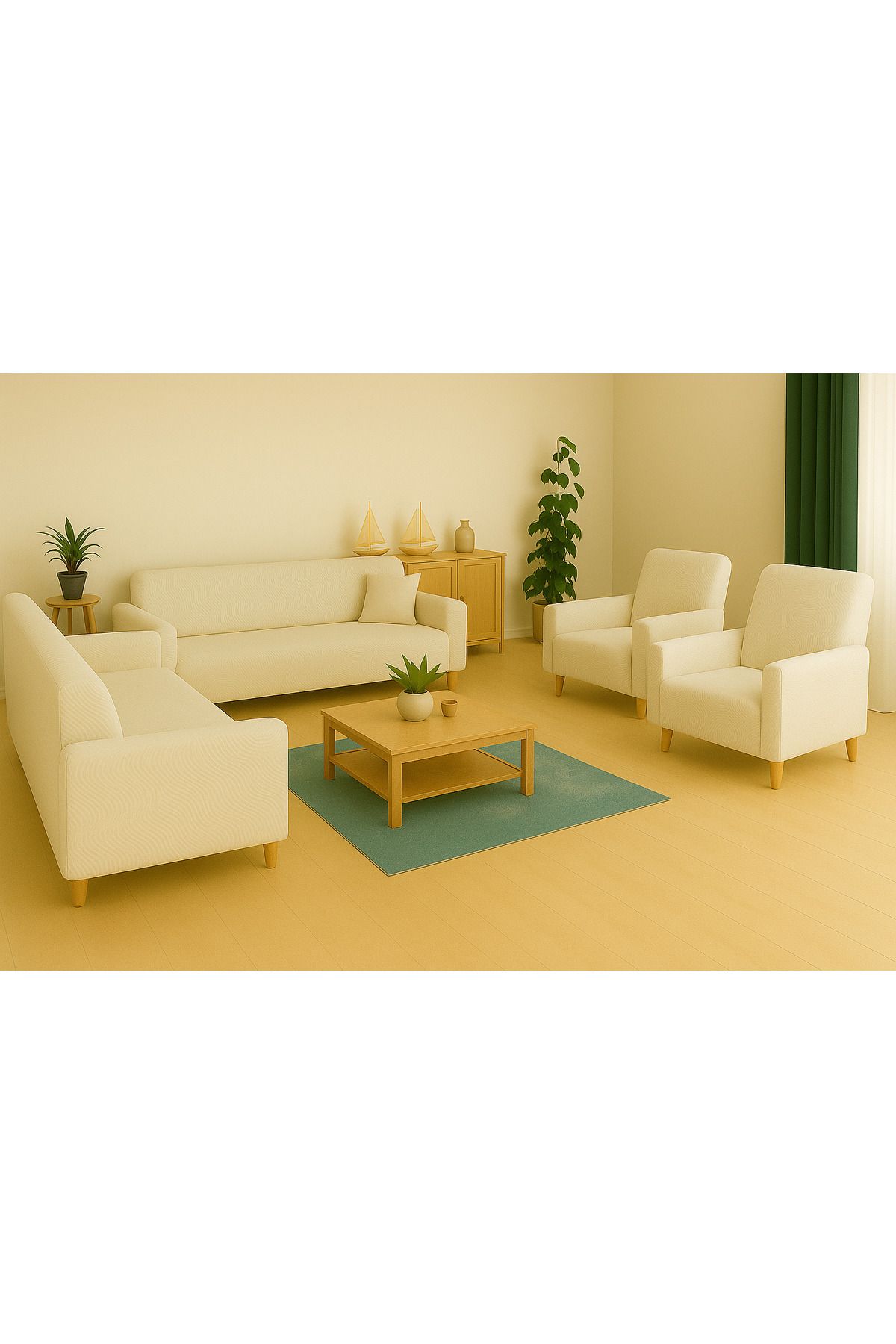 Özlü Home Maksi Çekyat Örtüsü, Kaymaz, Terletmez, Yakmaz, 3+3+1+1