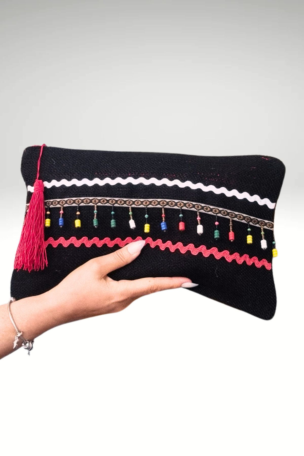 KRIMO Kadın Jüt Clutch Tasarım Bez Portföy Çanta