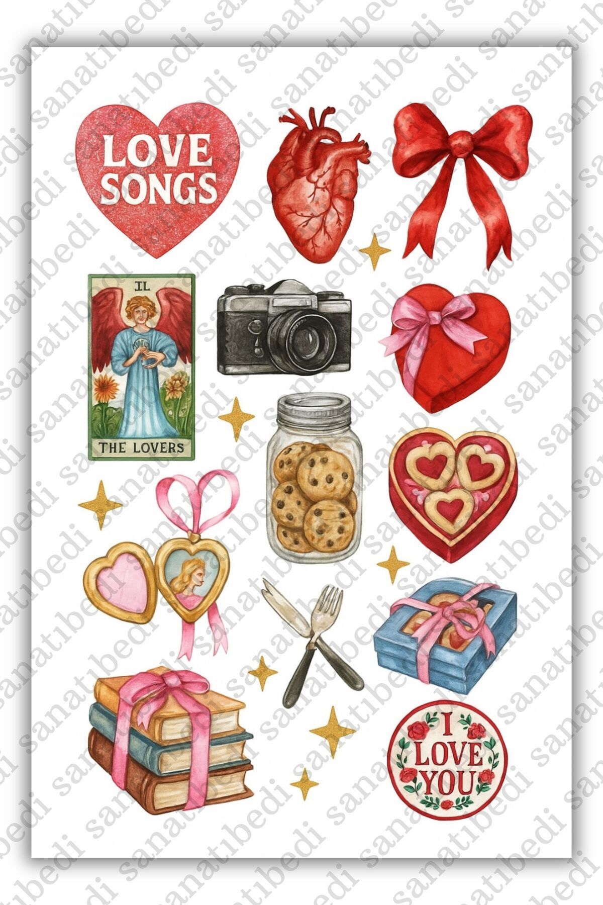 sanatıbedi Red Vintage Retro Laptop Tablet Telefon Ajanda Bullet Journal Motor Sticker