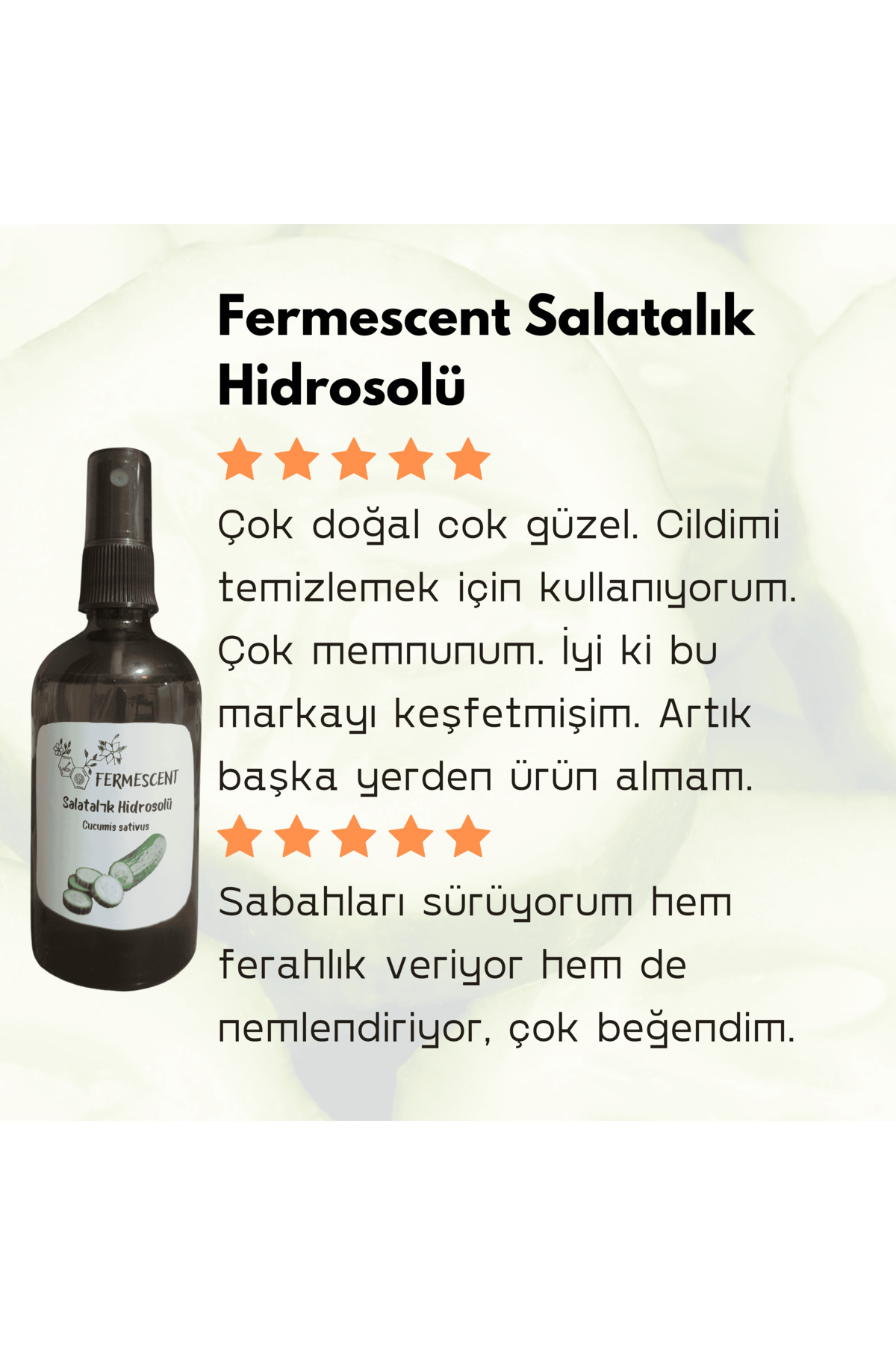 Salatalık Suyu Hidrosolü Doğal Makyaj Temizleyici Ferahlatıcı Tonik 100 ml — 38909035 — تصویر 4 از 8