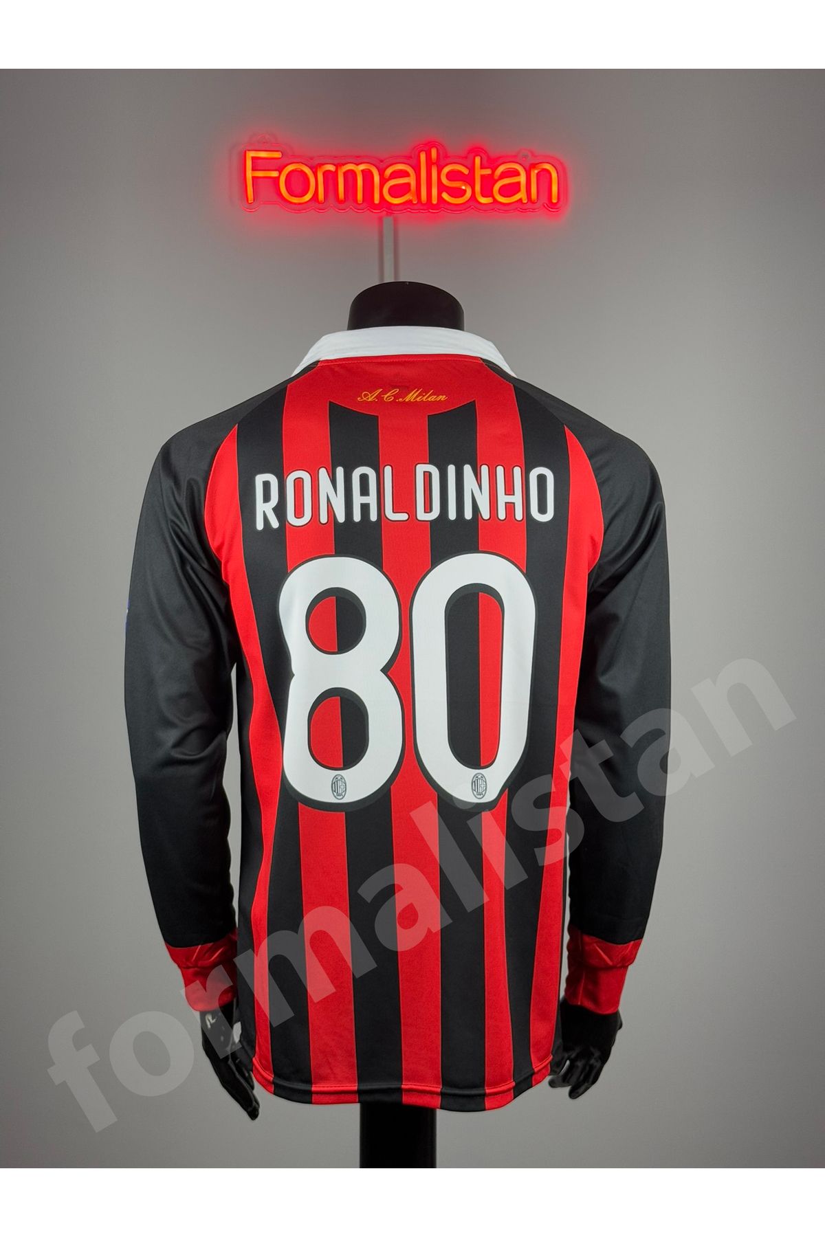 Zevıl İnter Milan Ronaldınho Yetişkin Futbol Forması-cubuklu