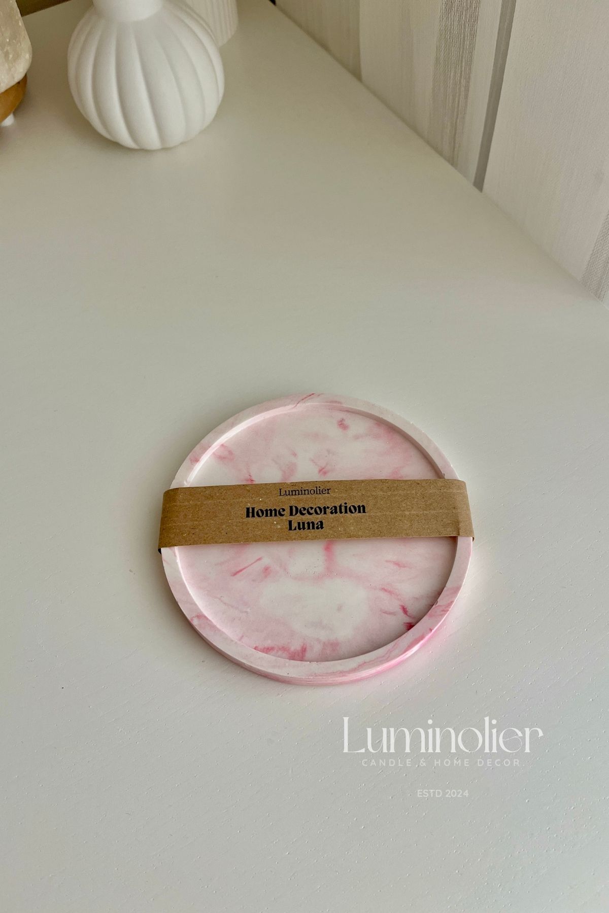 Luminolier Dekoratif Yuvarlak Tabak, Takı Tabağı, Mum Tabağı Takı Çekim Standı - 11 CM