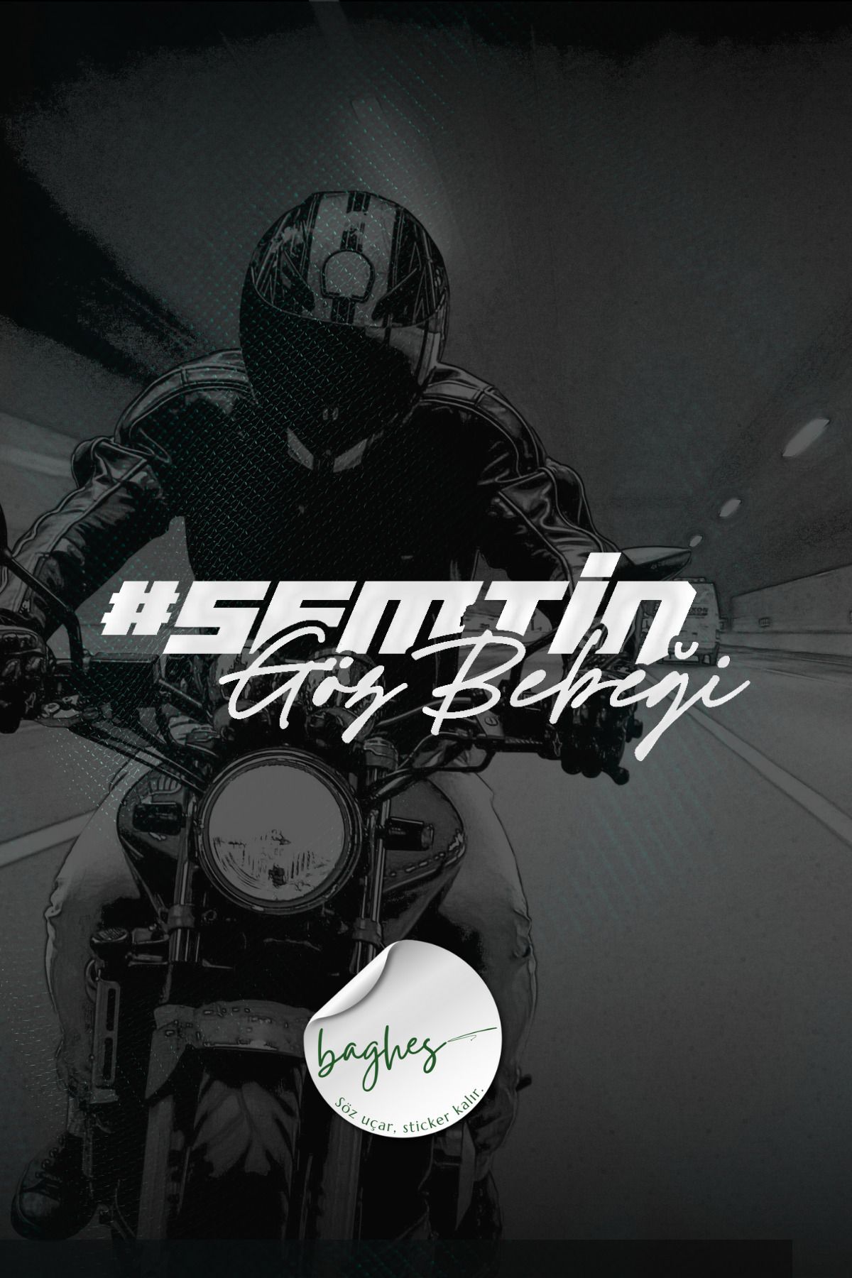 Baghes Semtin Göz Bebeği Yazı JDM Araba-Motosiklet Cam Etiket Sticker 19x6cm