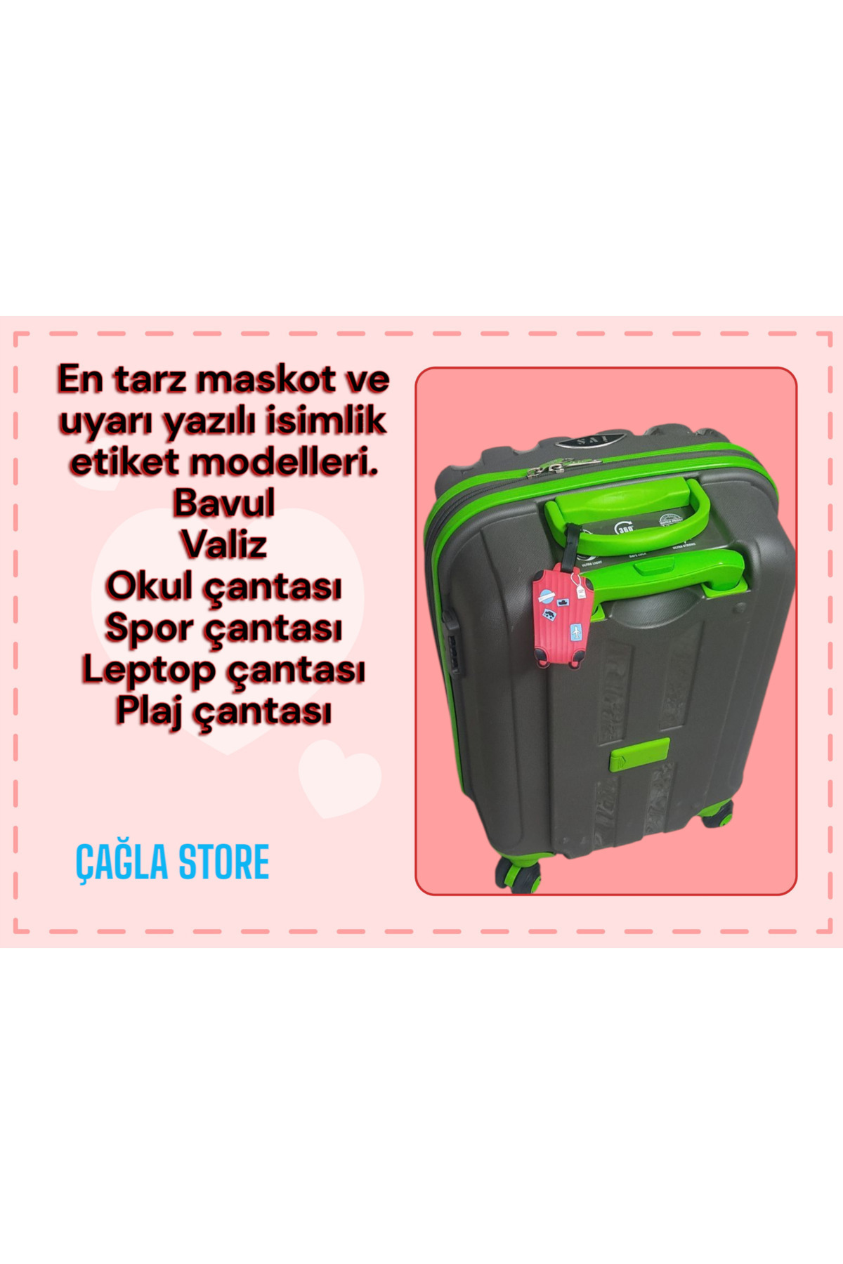 Caglastore Bavul Etiketi Renkli ve Maskot Silikon İsimlikli Valiz Etiketi-Bagaj Etiketi görsel 7
