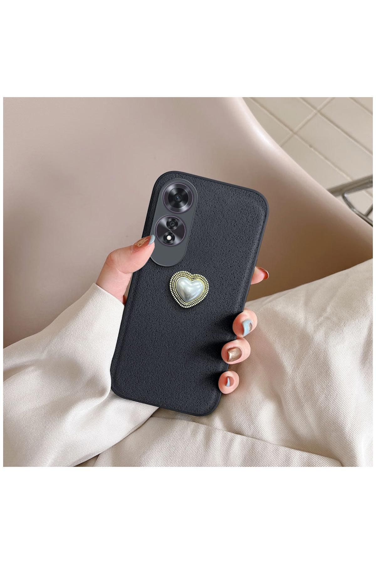 Pro Aksesuar Oppo A60 Uyumlu Kılıf Kalpli Vel Silikon Kılıf Siyah