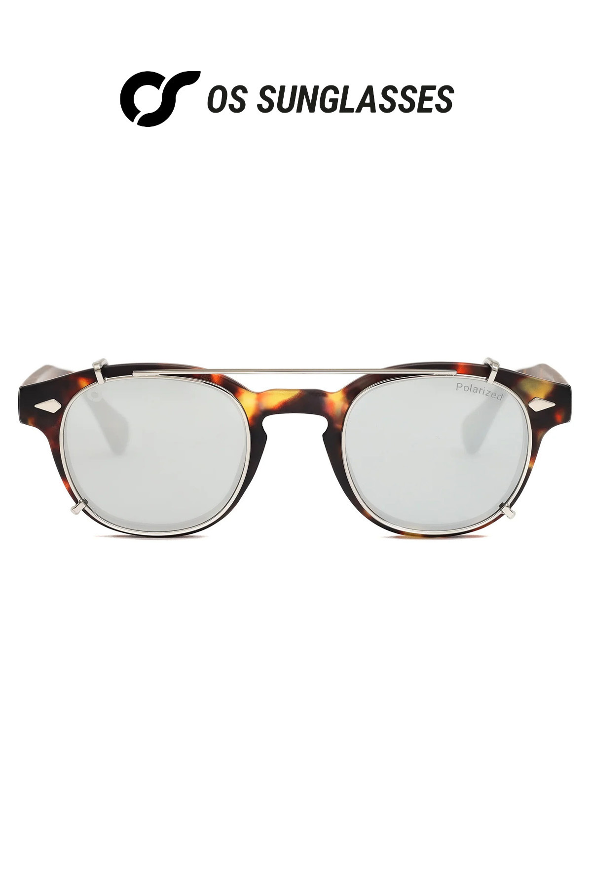 OS Sunglasses Ochelari De Soare Cu Clips Berlin Tortoise, Cu Oglindă, Pentru Bărbați Și Femei Unisex - One Size