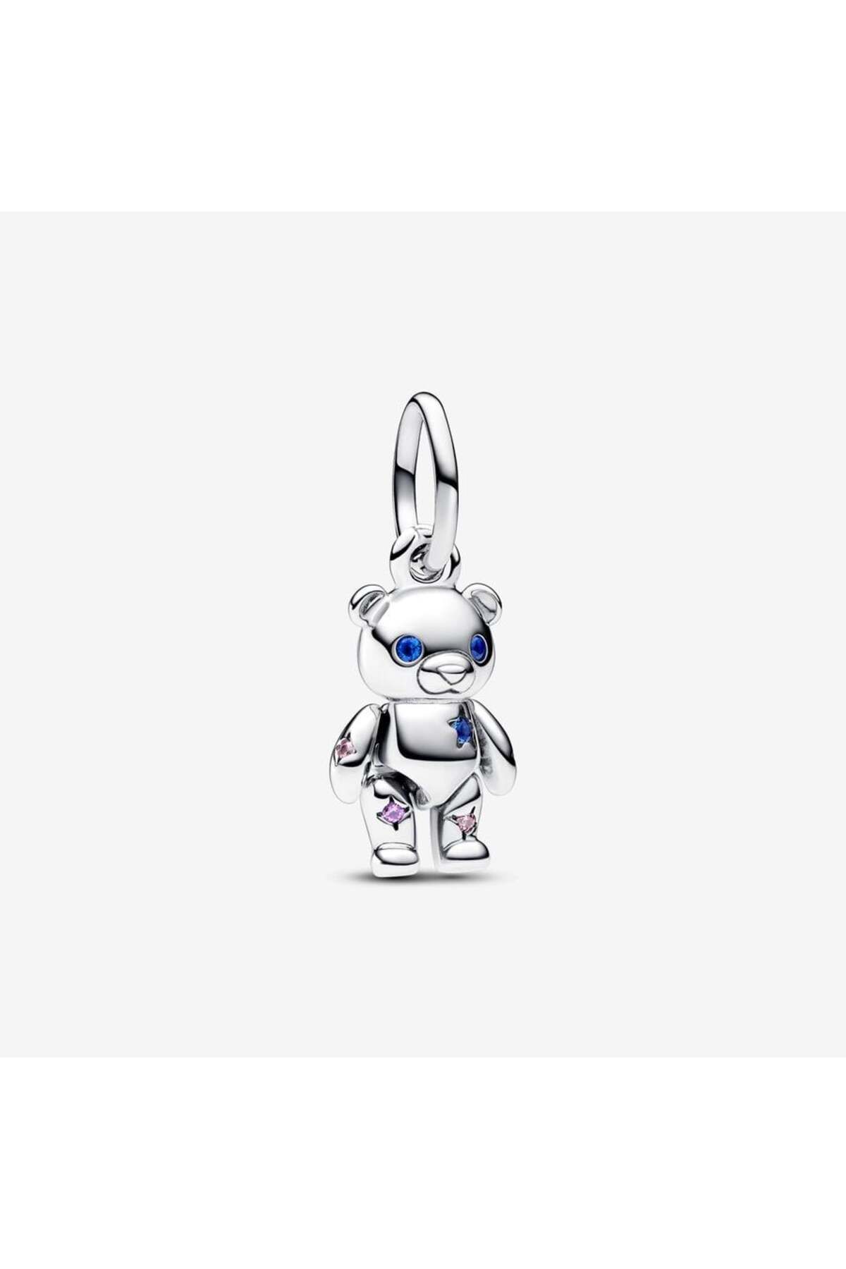 Violet Takı 925 Ayar Gümüş Hareketli Oyuncak Ayı Sallantılı Charm