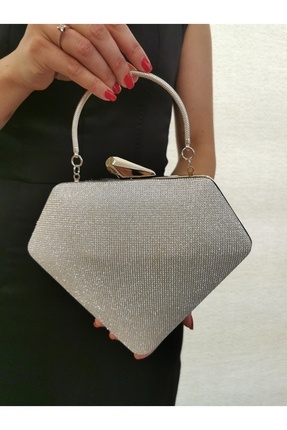 BEEGİ CONCEPT KADIN BİG GÜMÜŞ ABİYE CLUTCH GECE ZİNCİRLİ DÜĞÜN ÇANTASI
