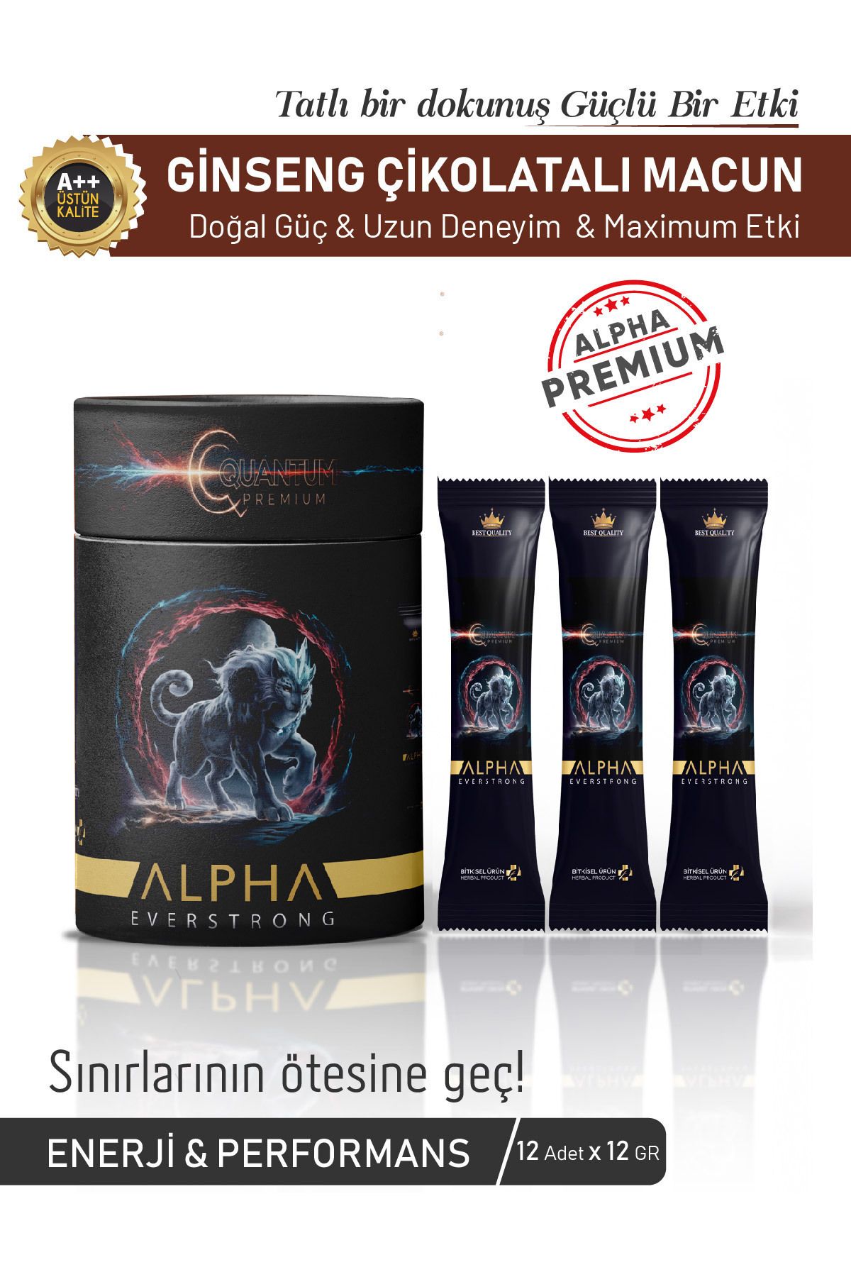 Çikolatalı Ginseng Atom Güç Alpha Kuantum Premium Bitkisel Macun Saşet (12 Adetx12 GR) - 2
