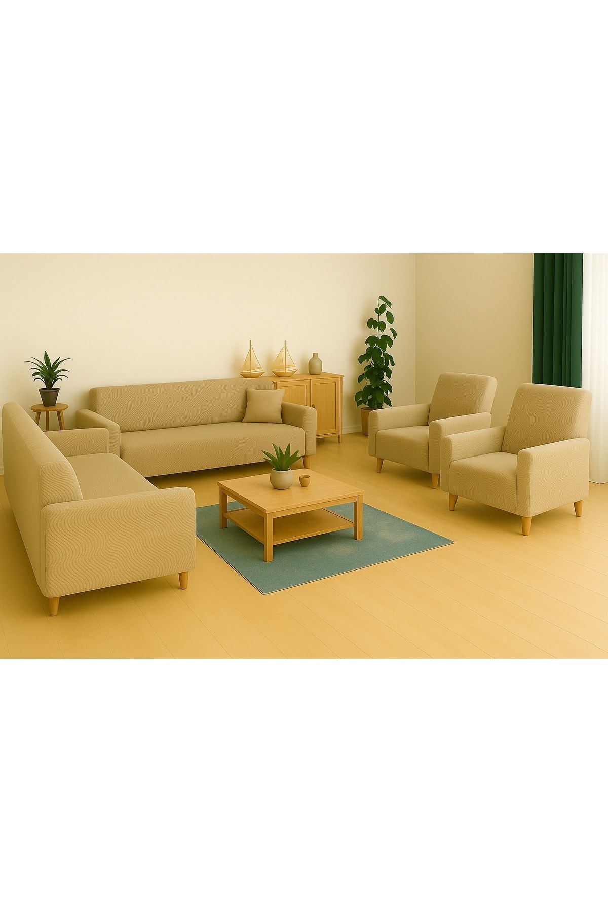 Özlü Home Maksi Çekyat Örtüsü, Kaymaz, Terletmez, Yakmaz, 3+3+1+1