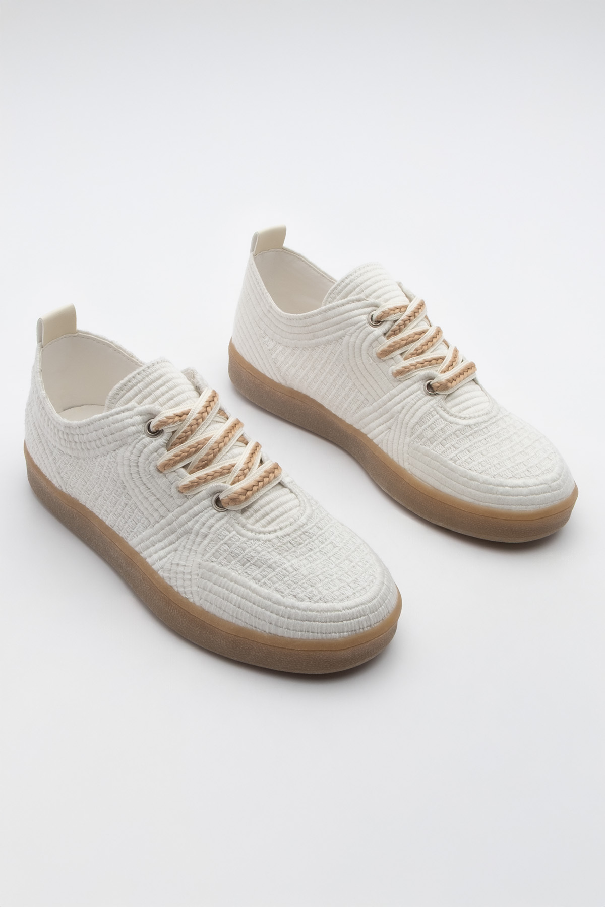 Marjin-Women's Sneaker Embroidered Embroidered Sports Shoes Nolen Ecru 5