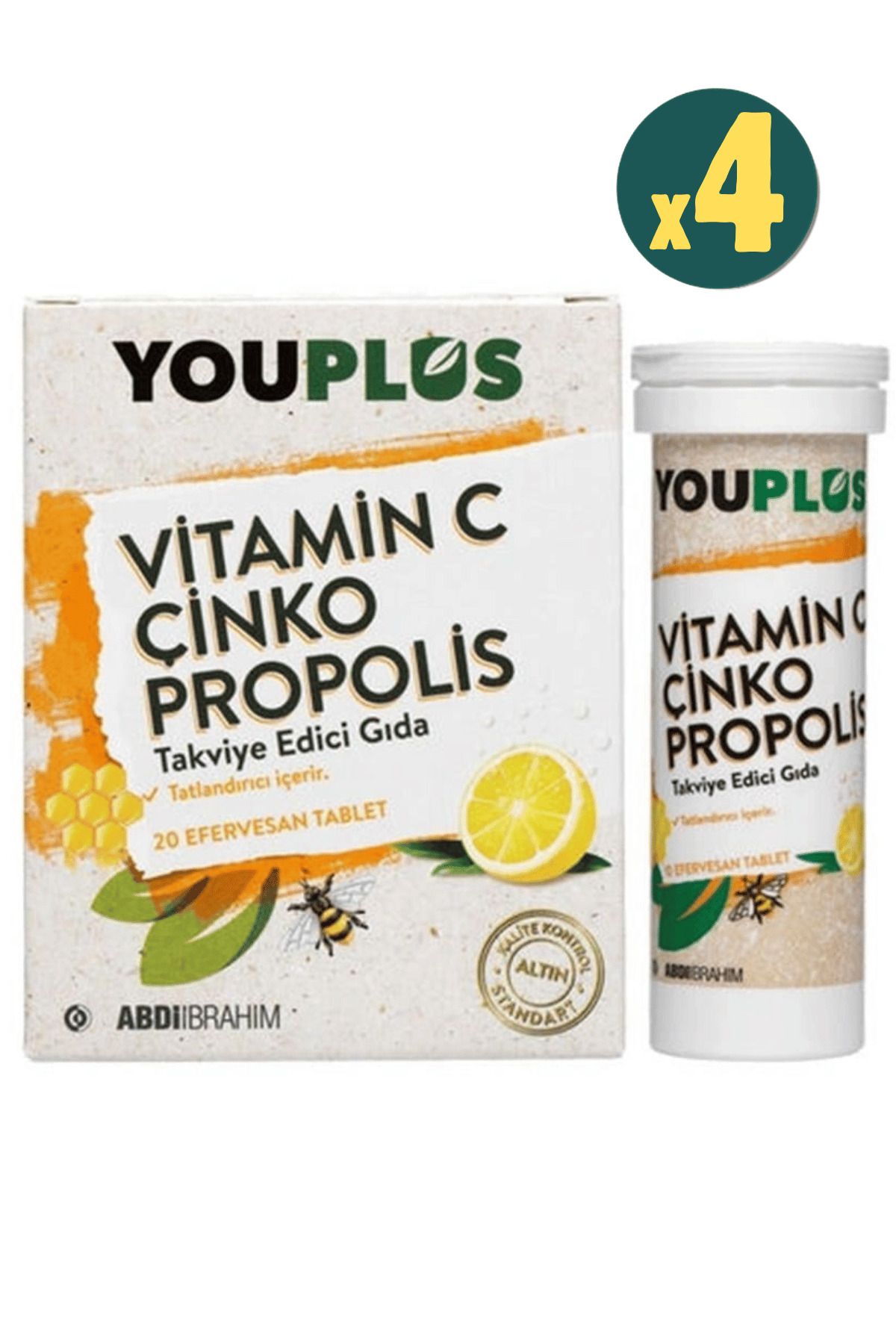 AKSU Youplus Vitamin C Çinko Propolis 20 Efervesan Tablet 4 Adet