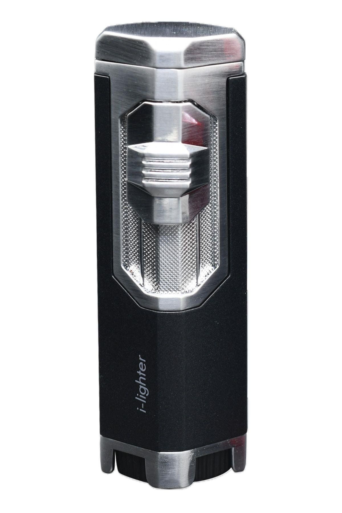 İLighter Jet Flame İ-lighter 4 Torch Jet Alev Puro Çakmğı Metal Siyah Gri