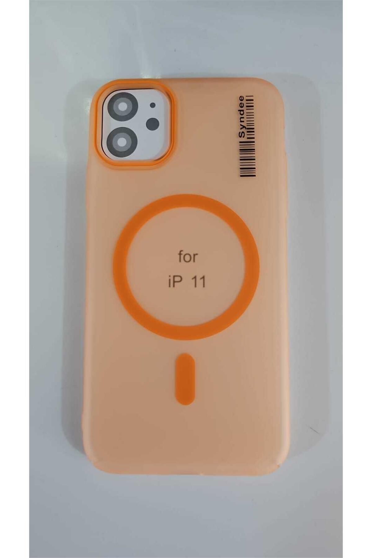 Amorix ARMORİX İPHONE 11 TURUNCU KAMERA ÇERÇEVELİ MAGSAFELİ MAT SERT PC KAPAK