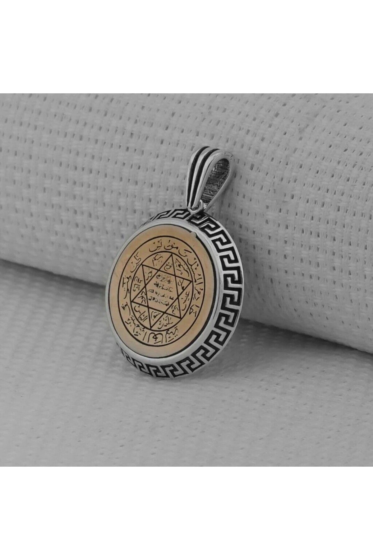 shop Hz Süleyman Mührü Yuvarlak 925 Ayar Gümüş Erkek Kolye Ucu