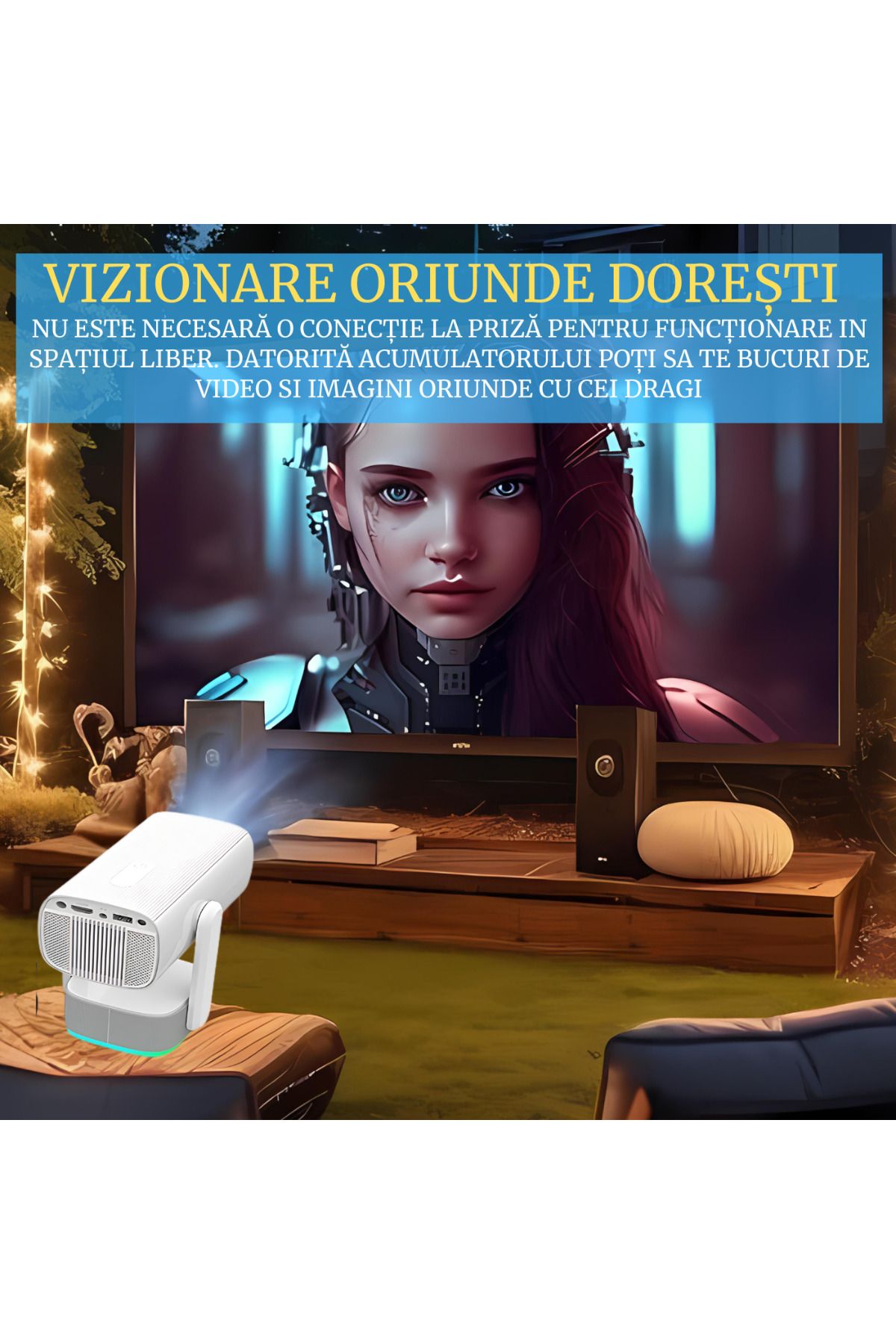 ATOMKIT-Video projector with battery included, Over 2 hours of operation, EU plug connection, 160 ANSI, White 12