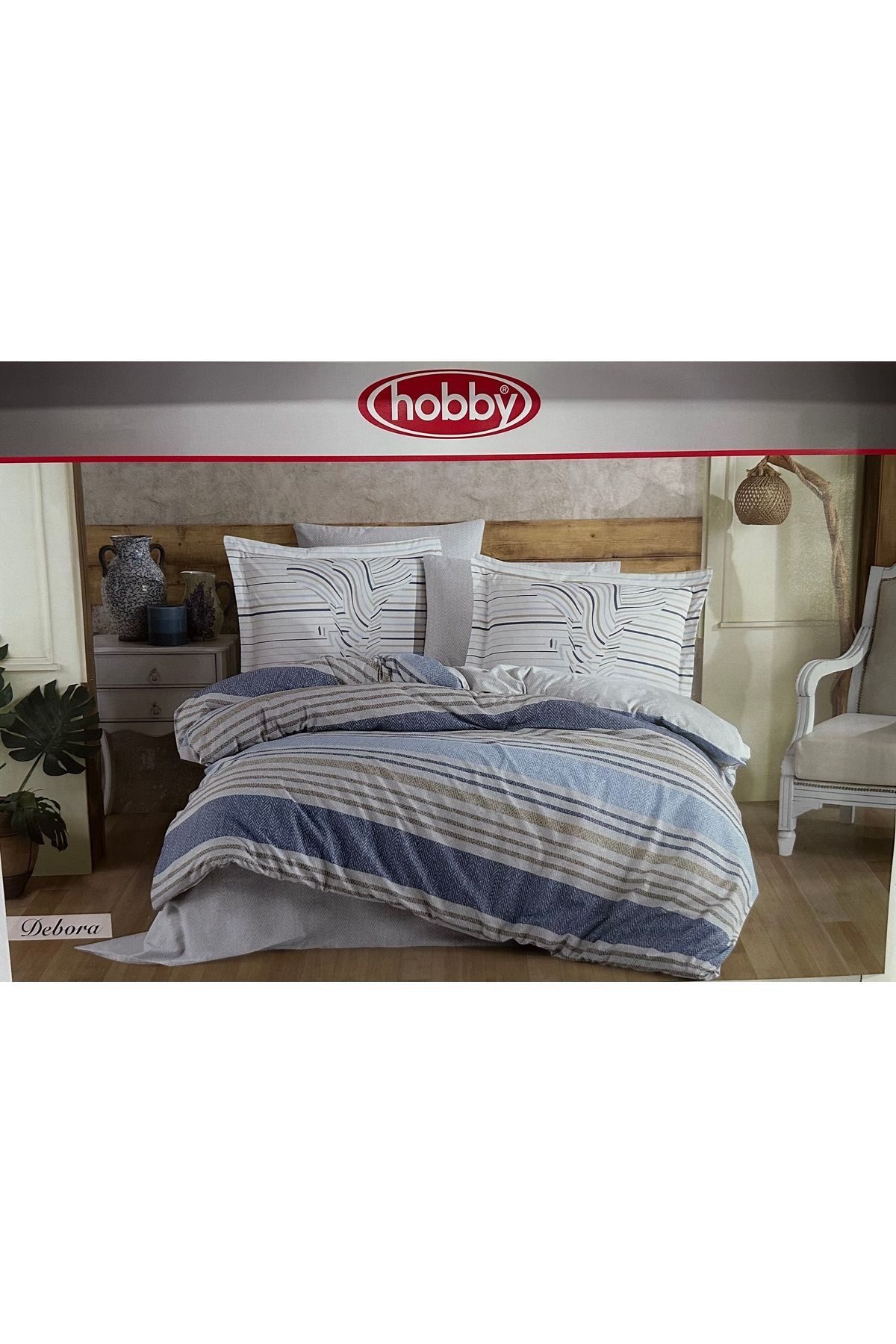 Hobby home collection Hobby Tek Kişilik Ranforce Nevresim Takımı Debora Mavi