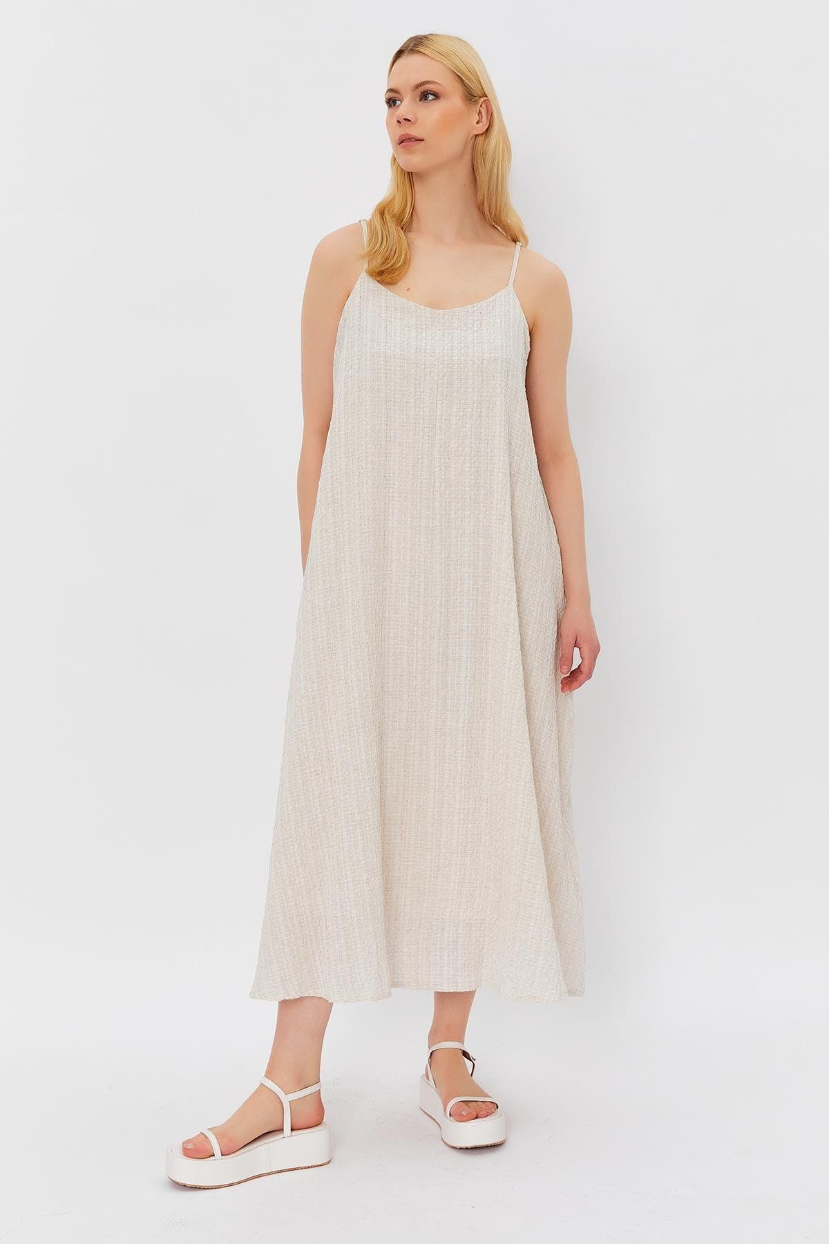 MODA Askılı Uzun Çan Elbise