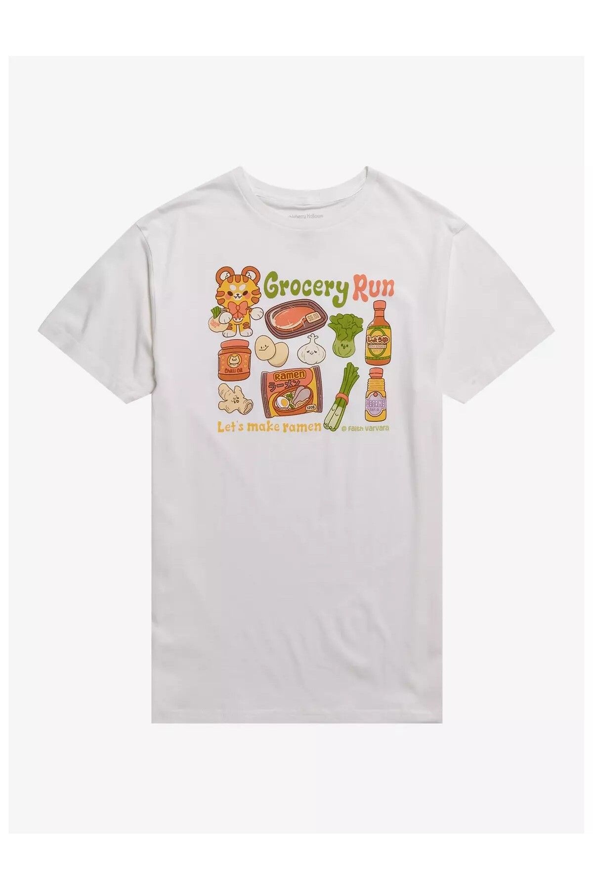 DEEFWEAR Beyaz Bumbleberry Hollows Ramen Grocery Run Ön Baskılı Unisex Oversize Tshirt
