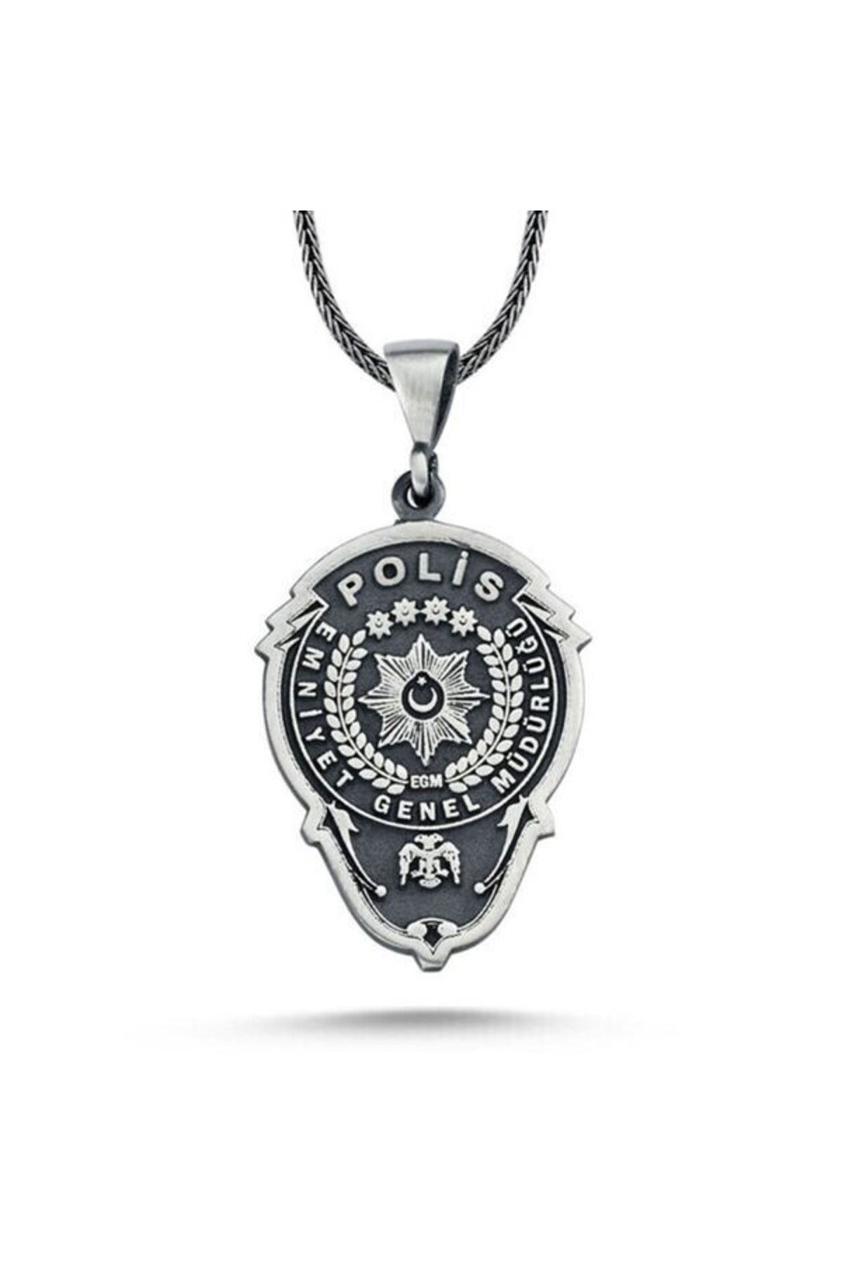 shop Emliyet Teşkilatı Polis Armalı 925 Ayar Gümüş Erkek Kolye