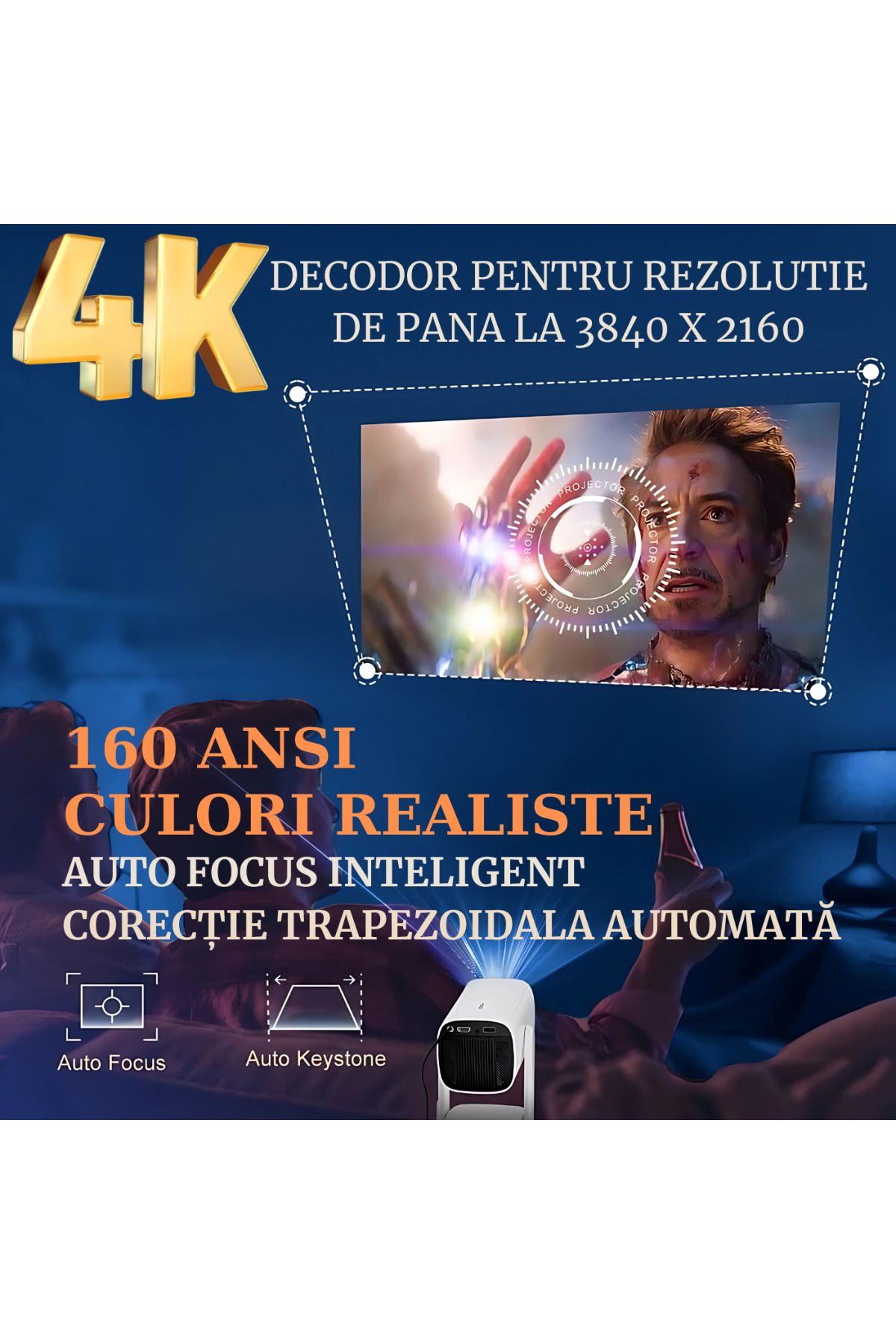ATOMKIT-Video projector with battery included, Over 2 hours of operation, EU plug connection, 160 ANSI, White 3