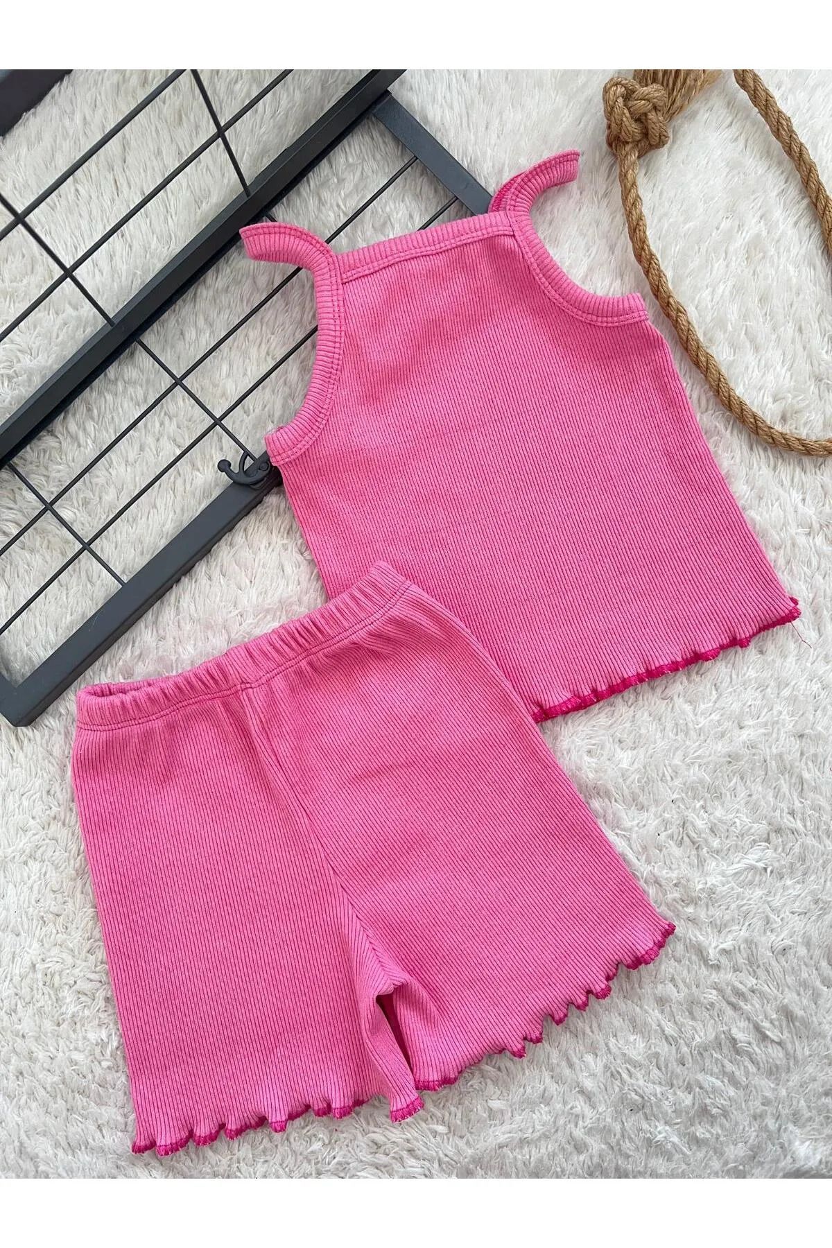 BABYSİ KİDS CLUB Bebek Çocuk Crop Takım Alt-üst Yazlık Şort Takım