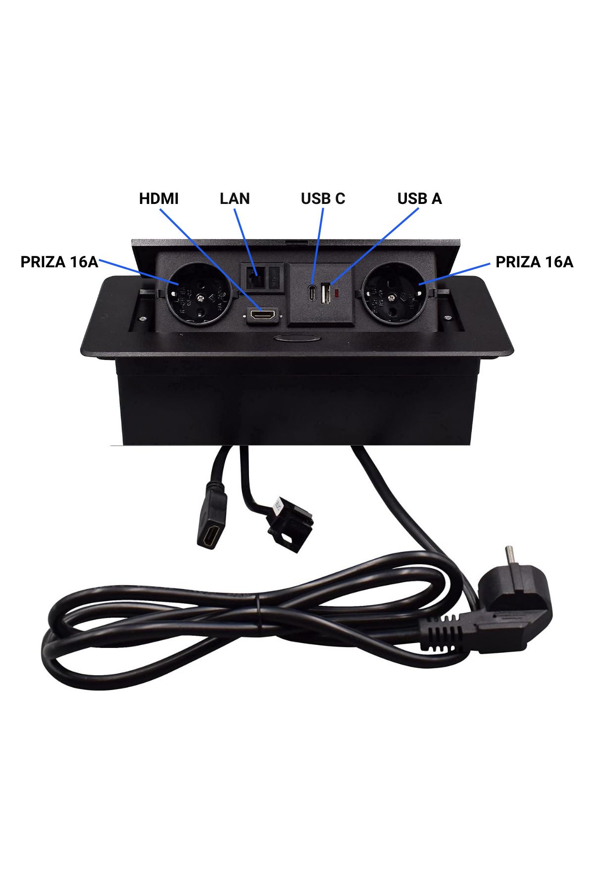 ATOMKIT-Built-in Socket in Furniture, 2 Schuko Sockets, USB-C, HDMI Input, Network Input 2