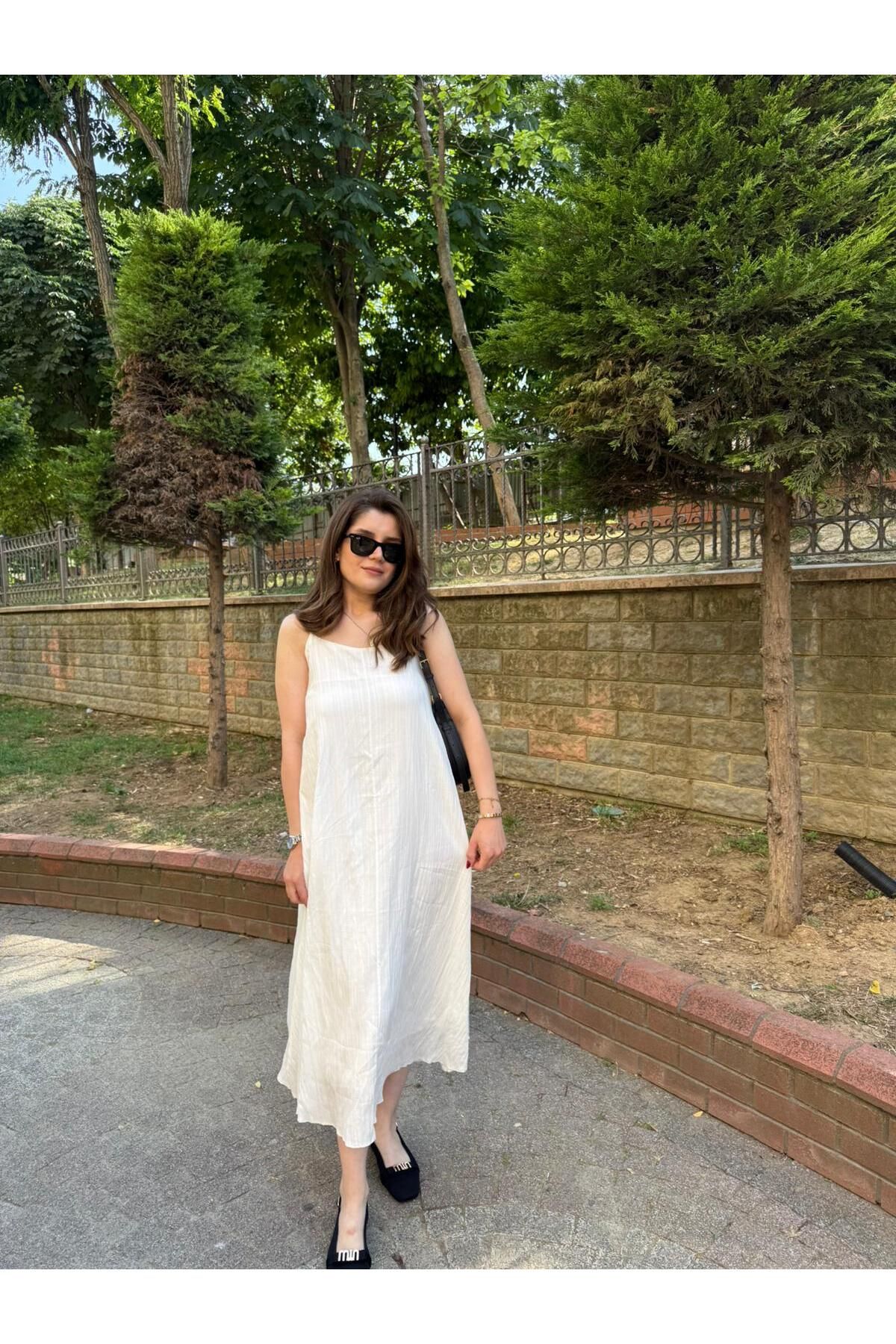 MODA Askılı Uzun Çan Elbise