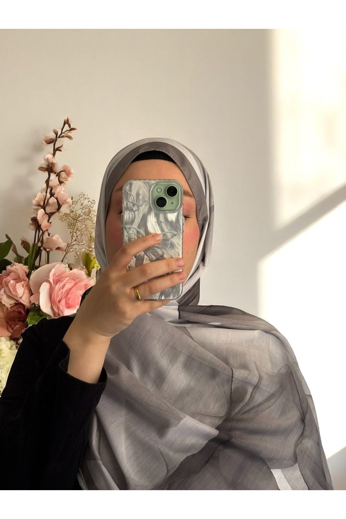 Lavena scarfs Lotus Serisi Çiçekli Desen Pamuklu Dijital Soft Şal