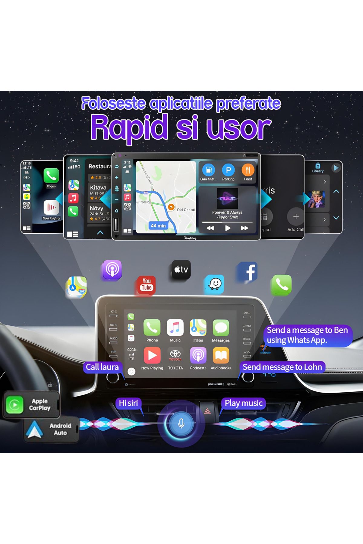 ATOMKIT-Carplay and Android Car Adapter, Quick Connection, Ai Processor, Voice Control, Multiple Apps 7