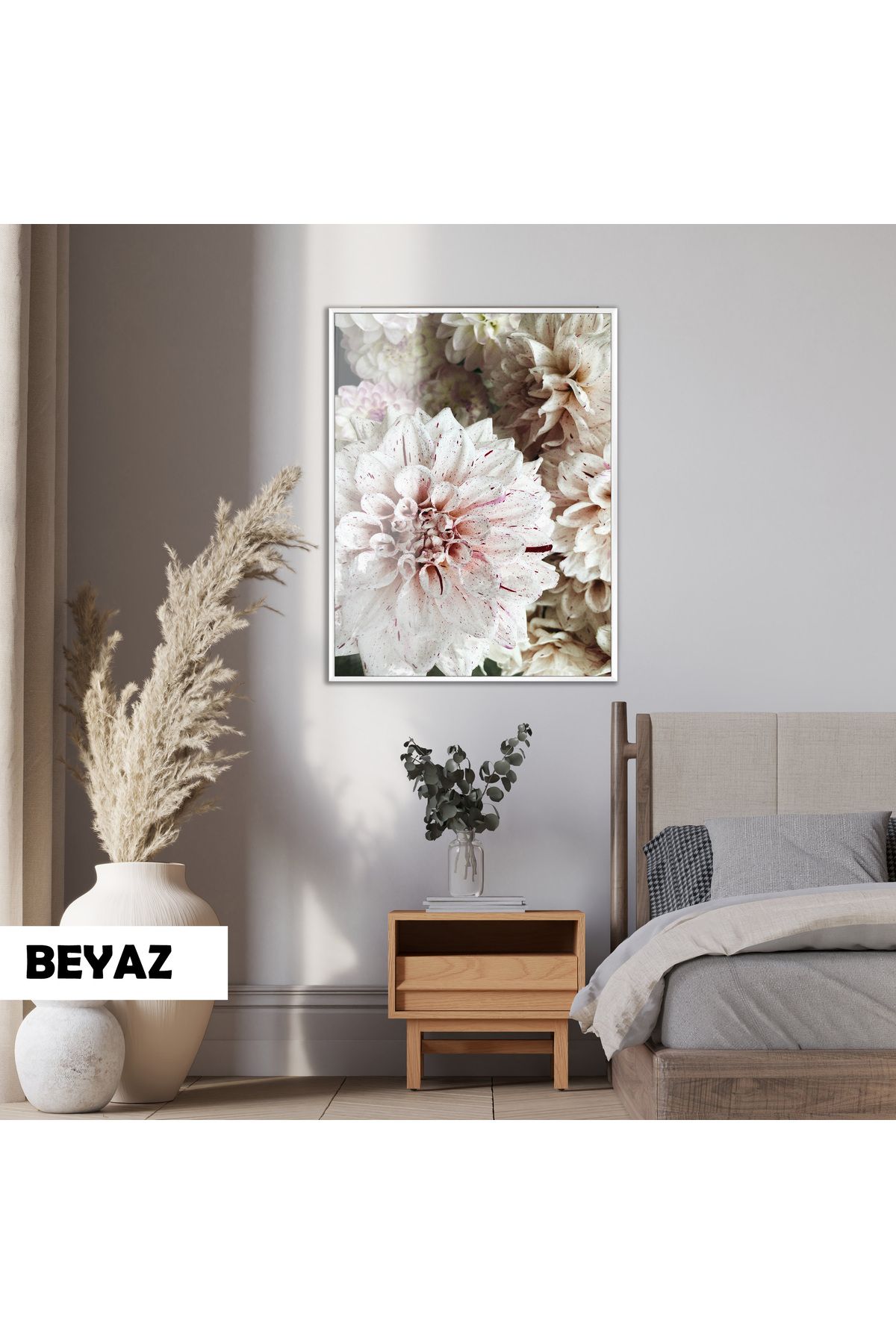 Harikabirev HARİKABİREV|YILDIZ ÇİÇEĞİ BOTANİK MODEL(DAHLIA) |ÇERÇEVELİ TEMPERLİ CAM TABLO TEKLİ DİKEY