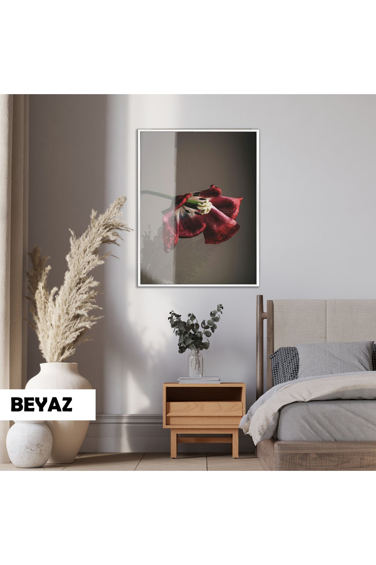Harikabirev HARİKABİREV|ÇİÇEK MODELİ (TULIP ALAL)|ÇERÇEVELİ TEMPERLİ CAM TABLO TEKLİ DİKEY