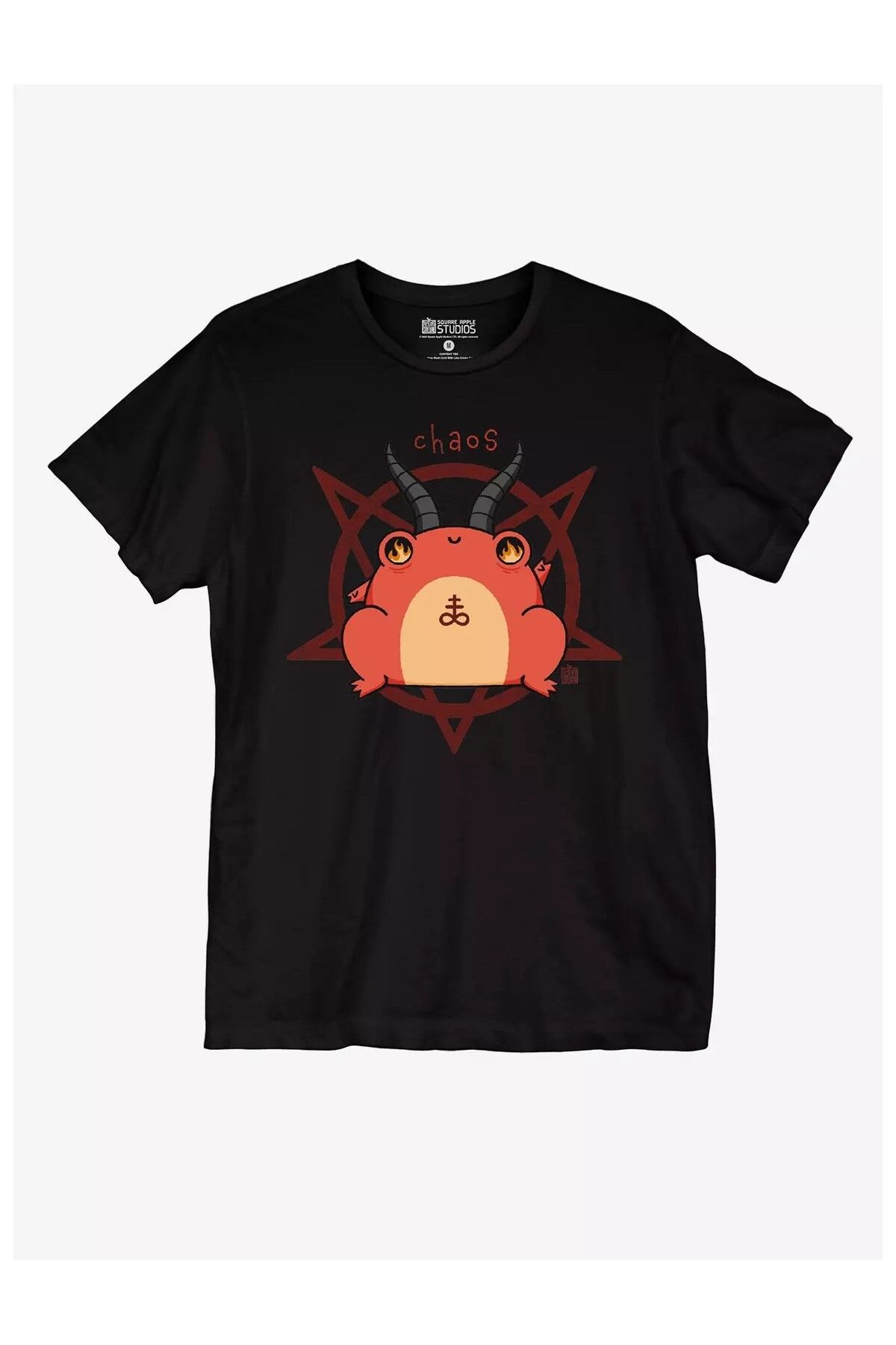 DEEFWEAR Siyah Chaos Frog Girls Ön Baskılı Unisex Oversize Tshirt