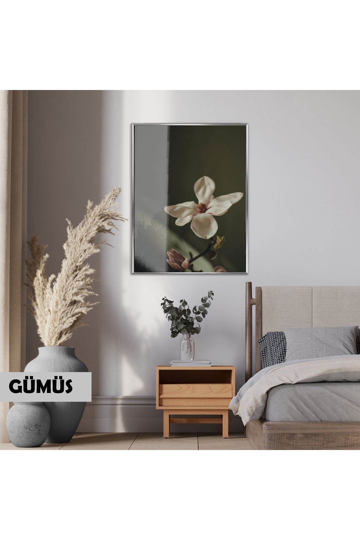 Harikabirev HARİKABİREV|ORCHID ÇİÇEK MACRO MODEL 01 |ÇERÇEVELİ TEMPERLİ CAM TABLO TEKLİ DİKEY