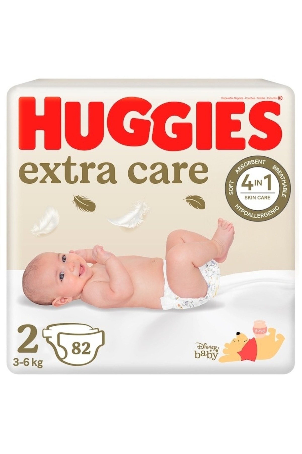 Huggies Scutece Extra Care 2, Mega, 3-6 kg, 82 bucăți