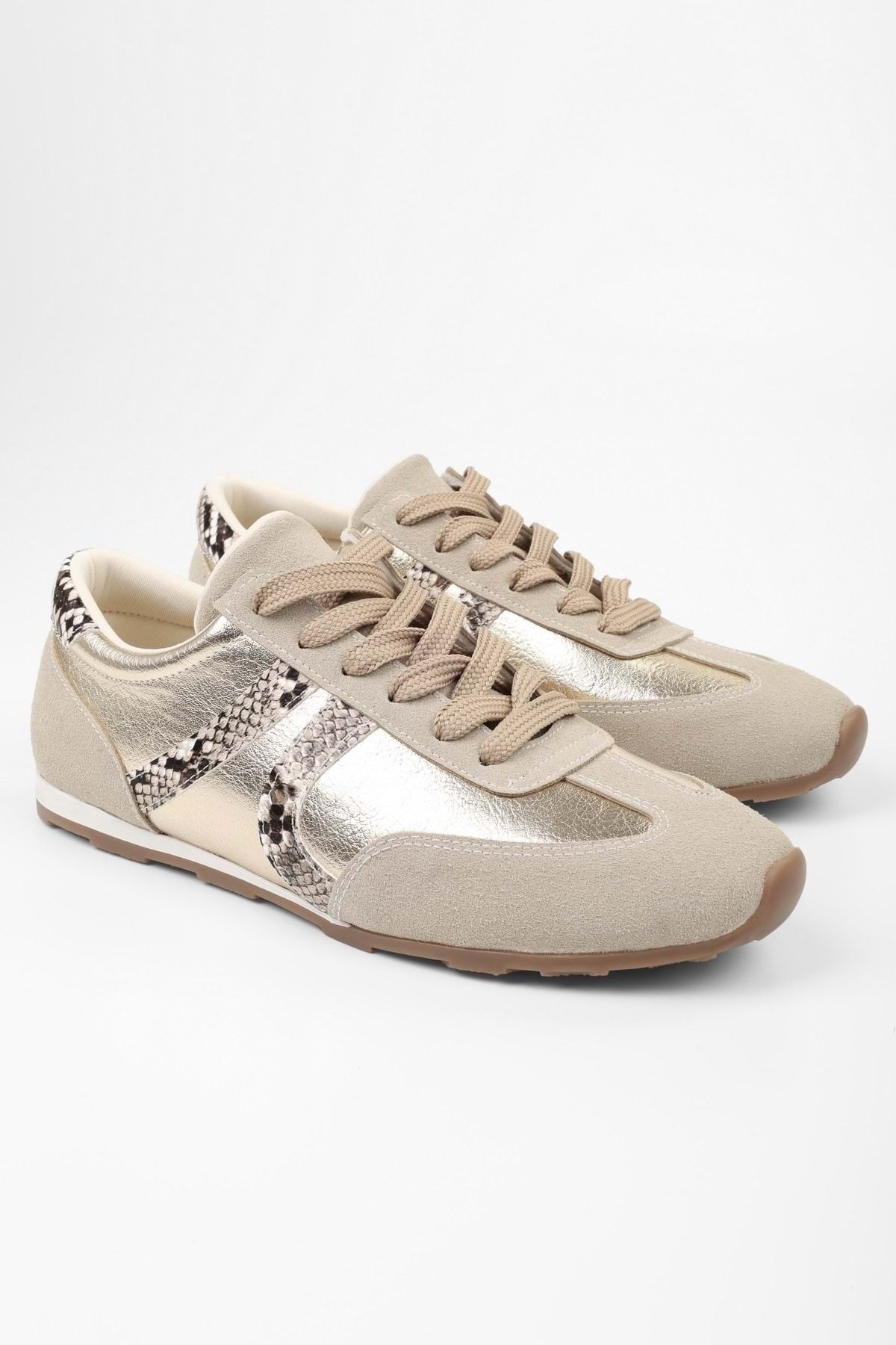 Shoeberry Kadın Rylen Altın Parlak Sneaker