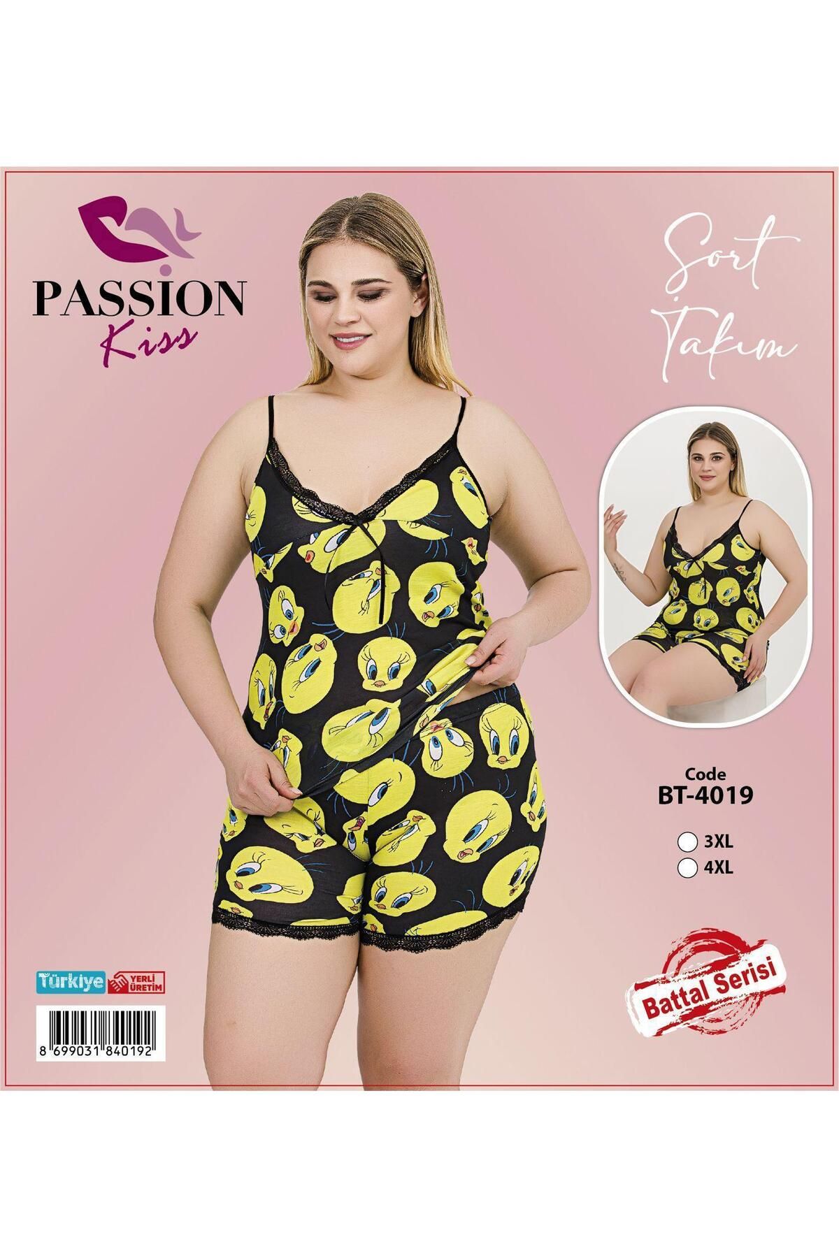 Emir Store İp Askılı Şortlu Büyük Beden Kadın Pijama Takımı
