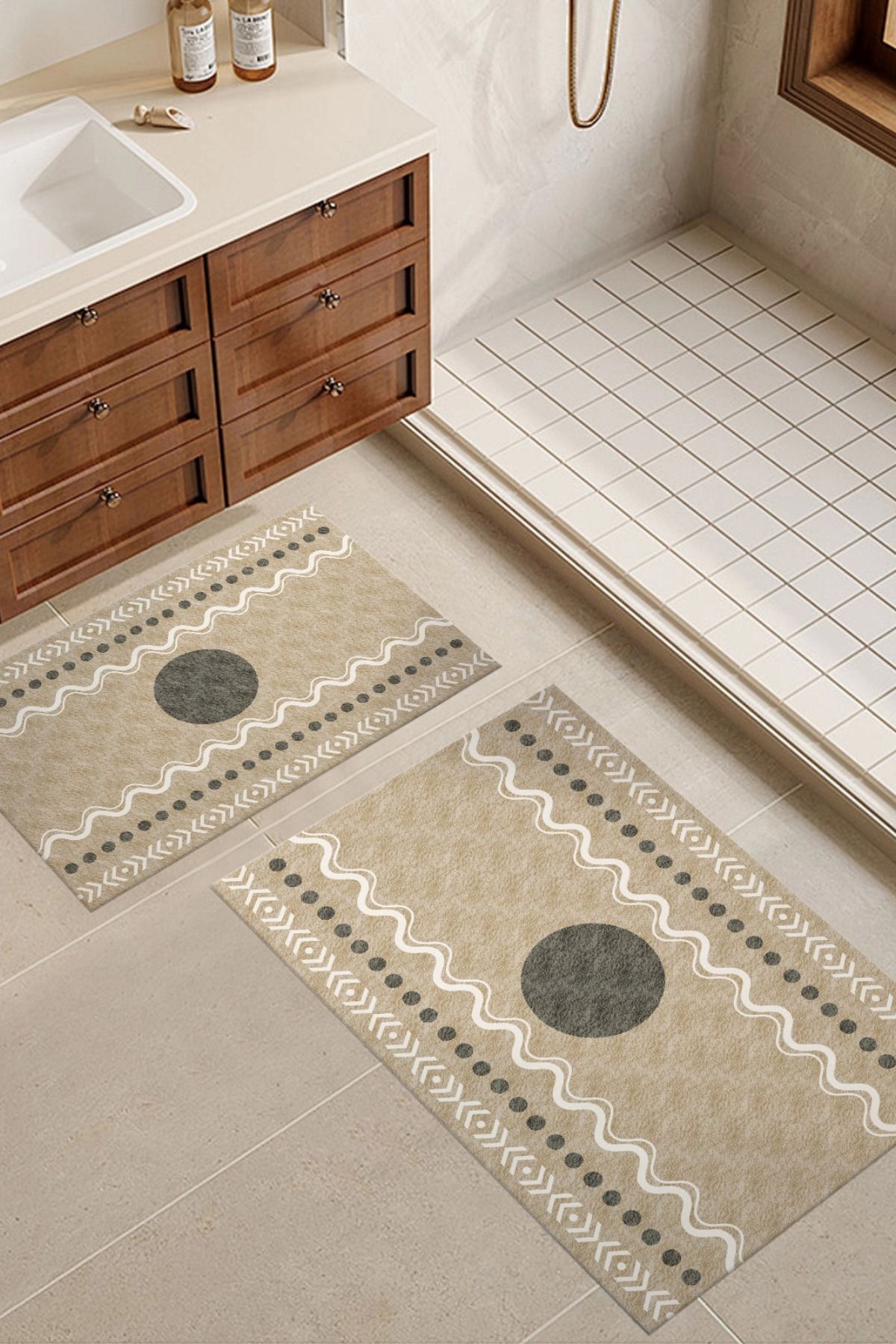 DERAS HOME 2'li Yıkanabilir Kaymaz Taban Banyo Paspası 60*100 Cm - 80*120 Cm