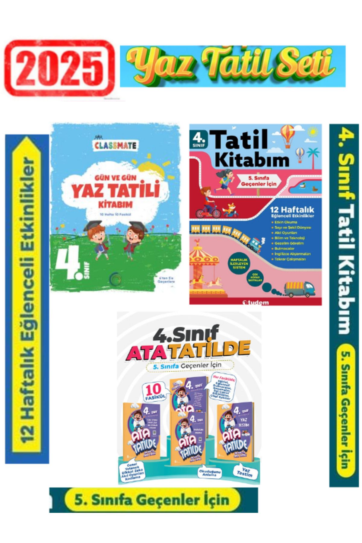 Ens Yayıncılık Okyanus 4.Sınıf Gün Gün Yaz Tatil+Tudem 4.Sınıf 12 Haf. Yaz Tatil+Ata Tatilde 4.Sınıf Yaz Tatil Seti