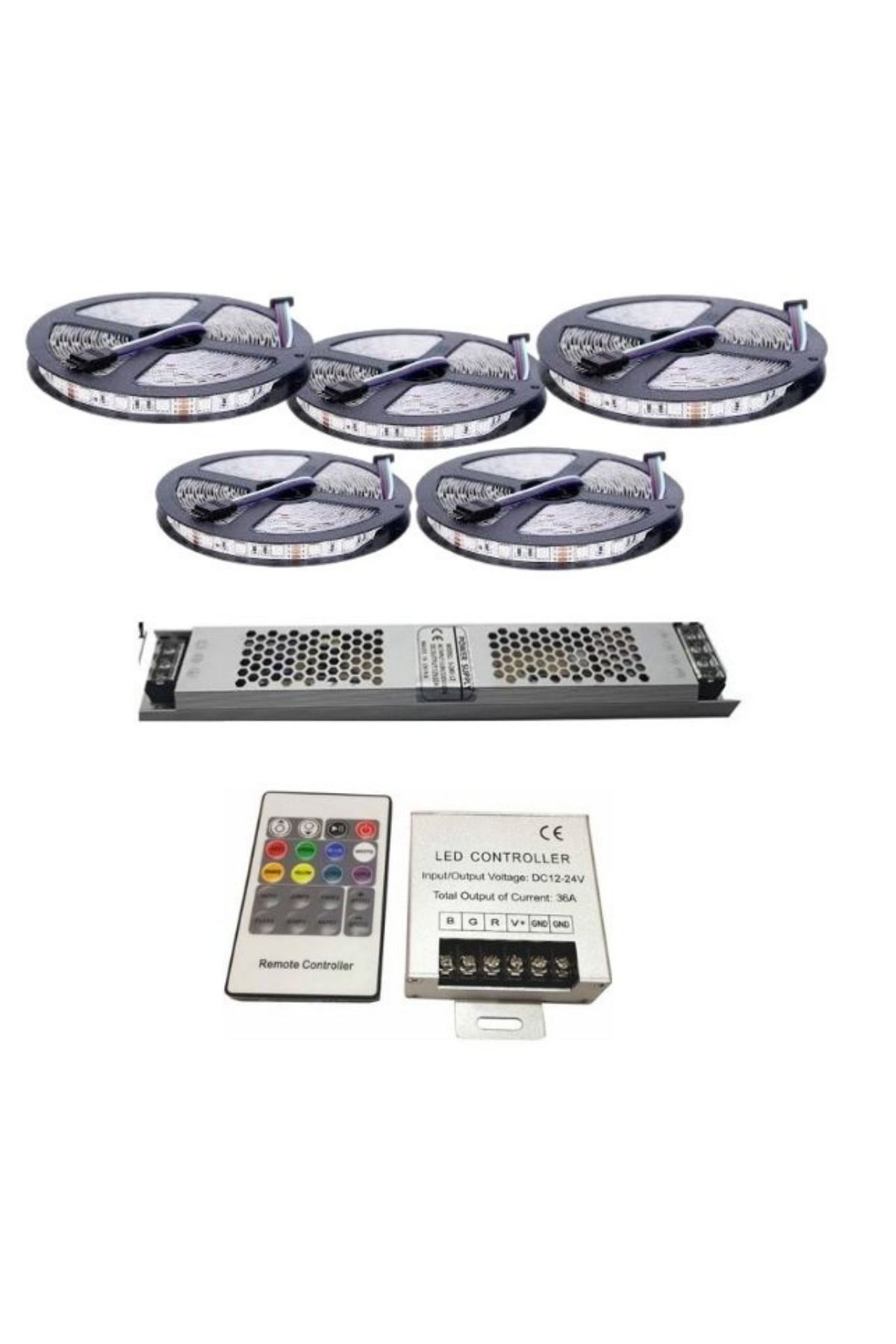Asşerit Led Rgb Şerit Led 25 Metre 36 Amper Kumanda Ultra Slim Trafo 3 Çip 5050 İç Mekan