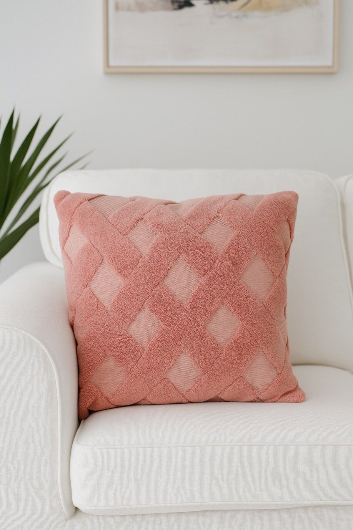 Arma House 1 Adet Pembe Çizgili Pofuduk Kırlent Kılıfı 42x42 Cm