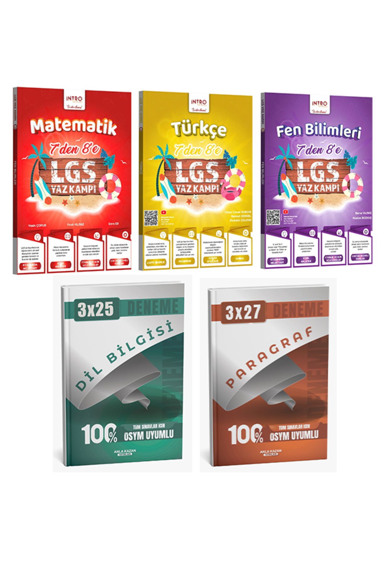 Anla Kazan Yayınları Anla Kazan + İntro 2026 7 Den 8 e Yaz Kampı Türkçe Matematik Fen ve Paragraf Dil Bilgisi Deneme Set