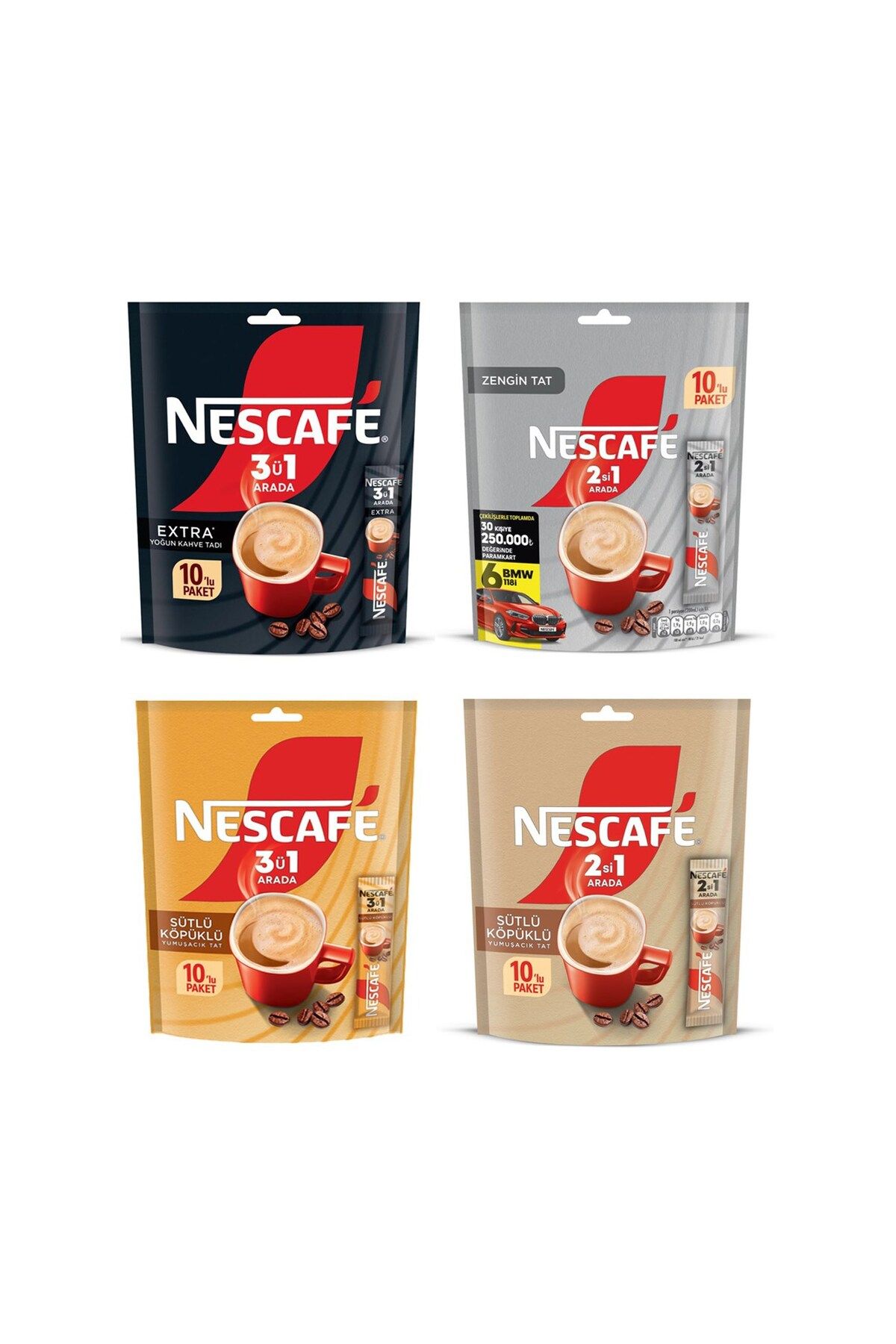 Nescafe 3ü1 Arada ve 2si1 Arada 10 lu Poşet 4 lü Karma Paket