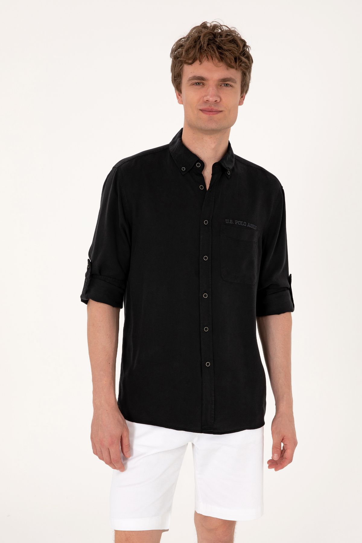 U.S. Polo Assn. Erkek Siyah Uzun Kollu Gömlek 50300236-VR046