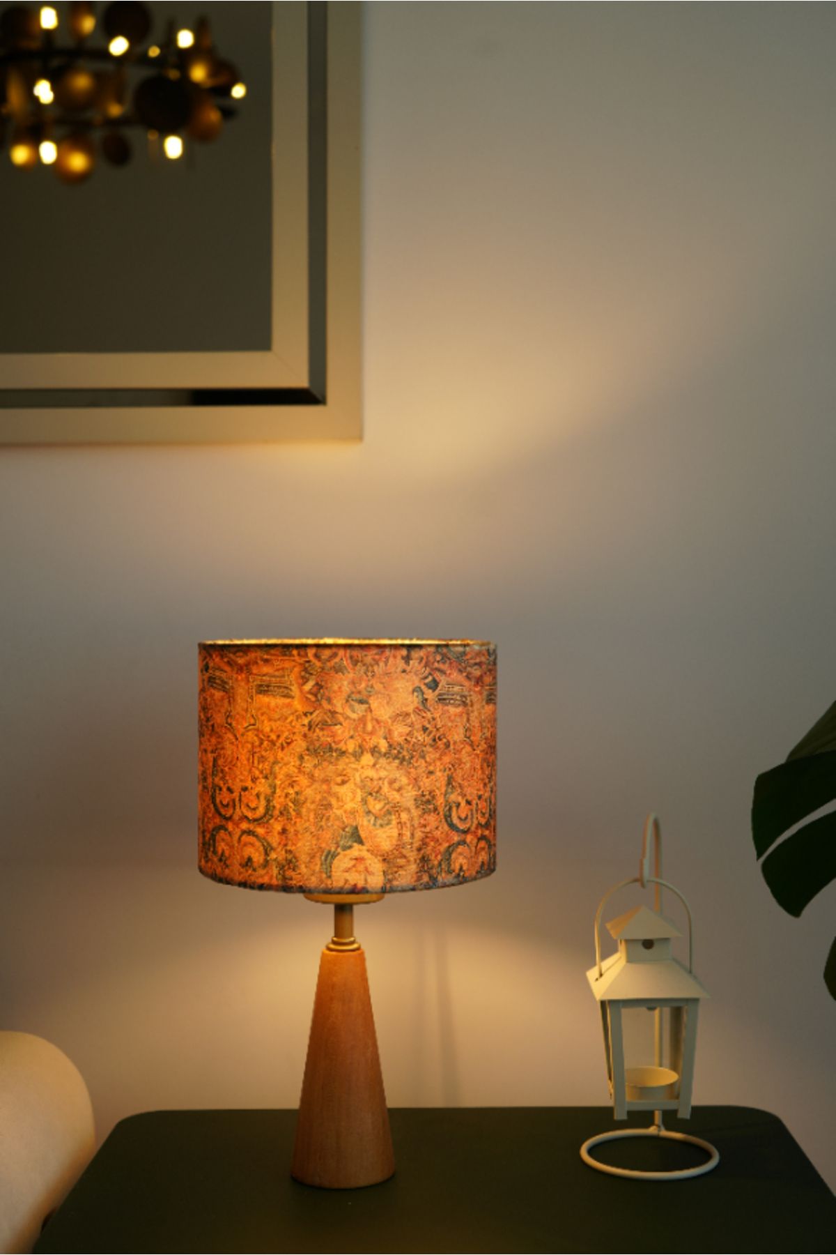 retro home design Üçgen Ahşap Model Silindir Retro Model Kadife Kumaş Şapka Şık Yatak Odası Salon Abajur